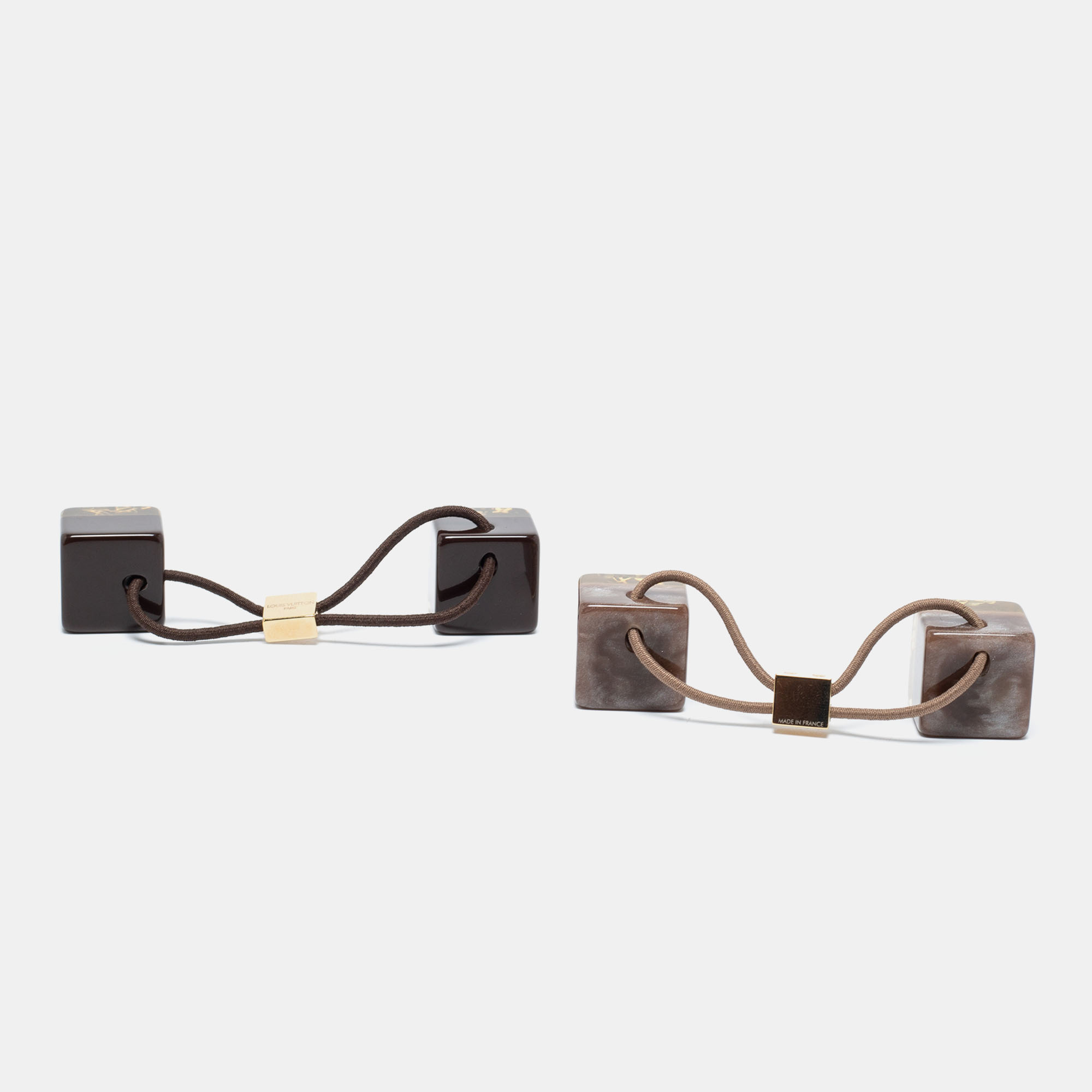 

Louis Vuitton Praline Brown Resin Inclusion Hair Cubes Set of 2