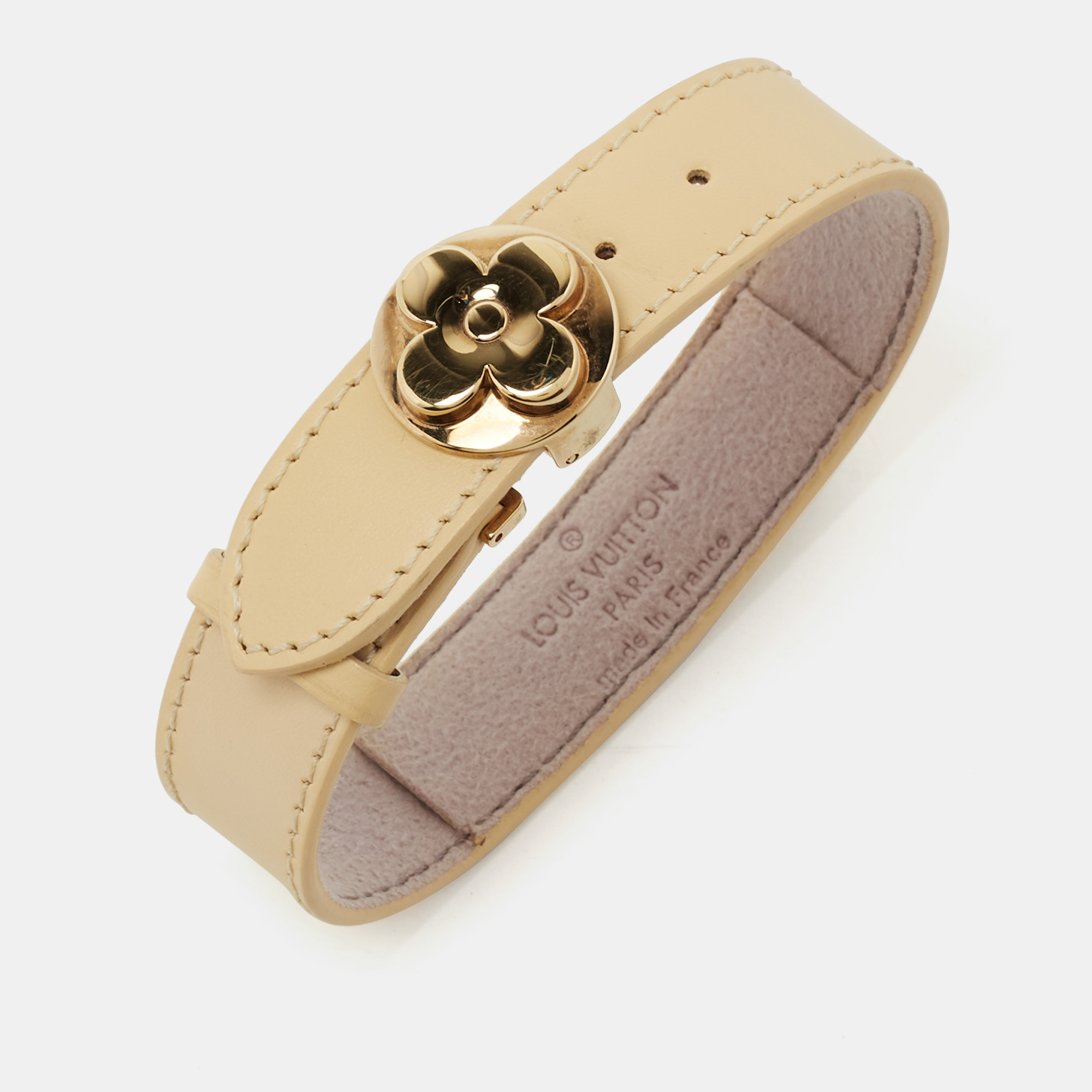 

Louis Vuitton Wish Cream Leather Gold Tone Bracelet