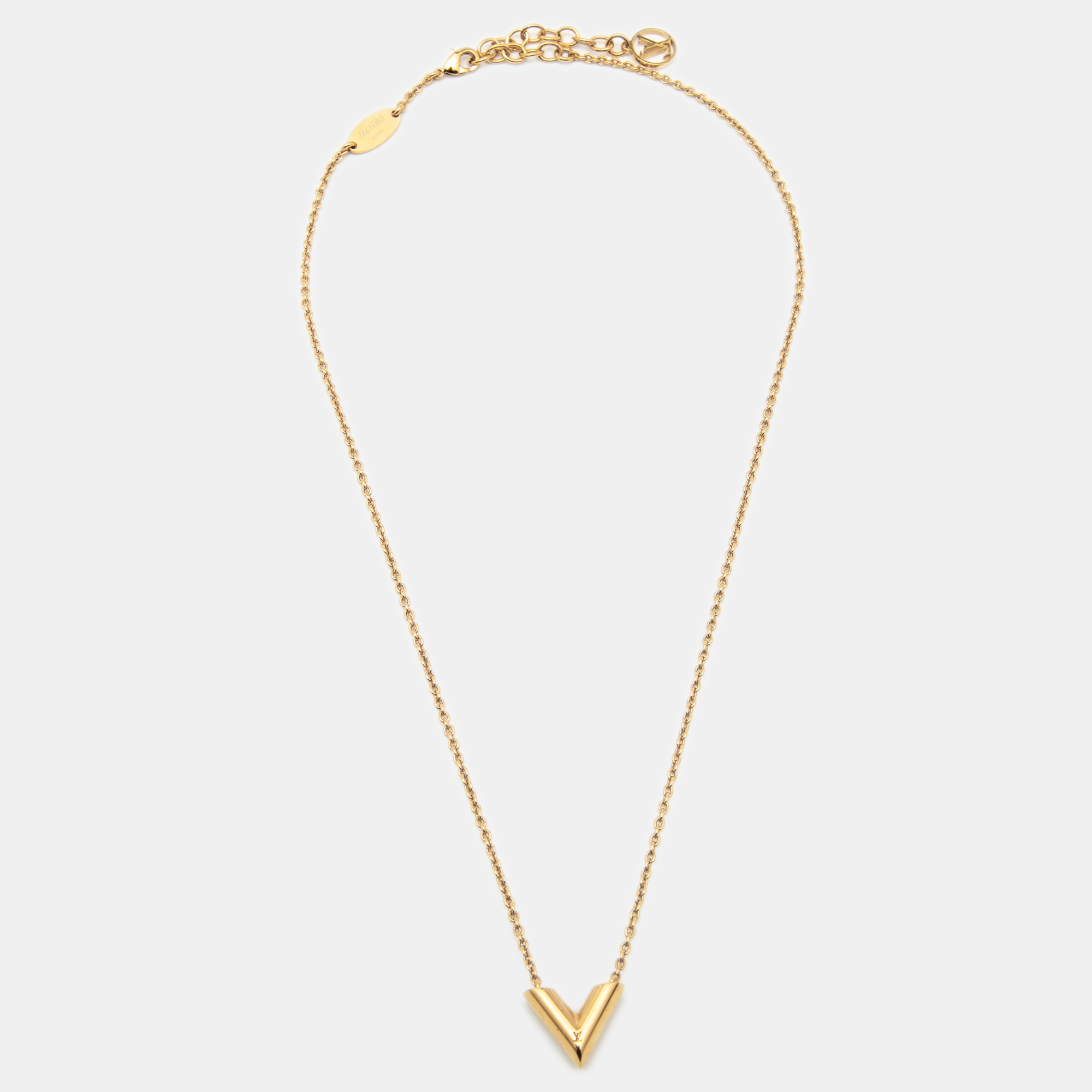 

Louis Vuitton Essential V Gold Tone Necklace