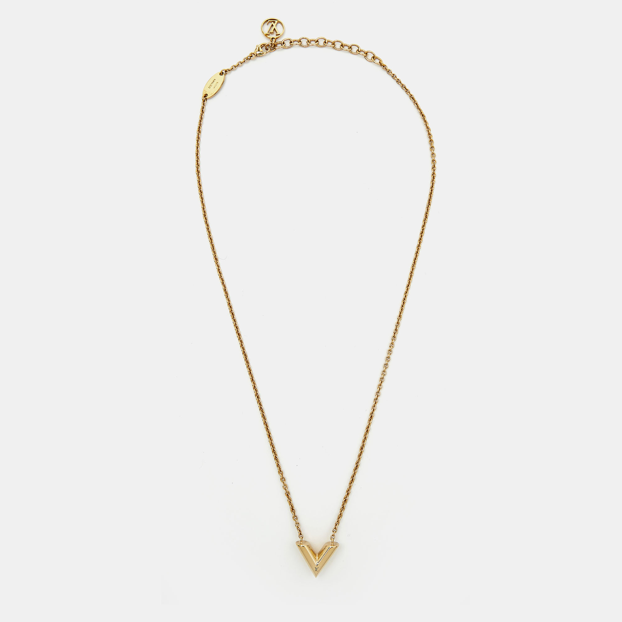 

Louis Vuitton Gold Tone Essential V Necklace