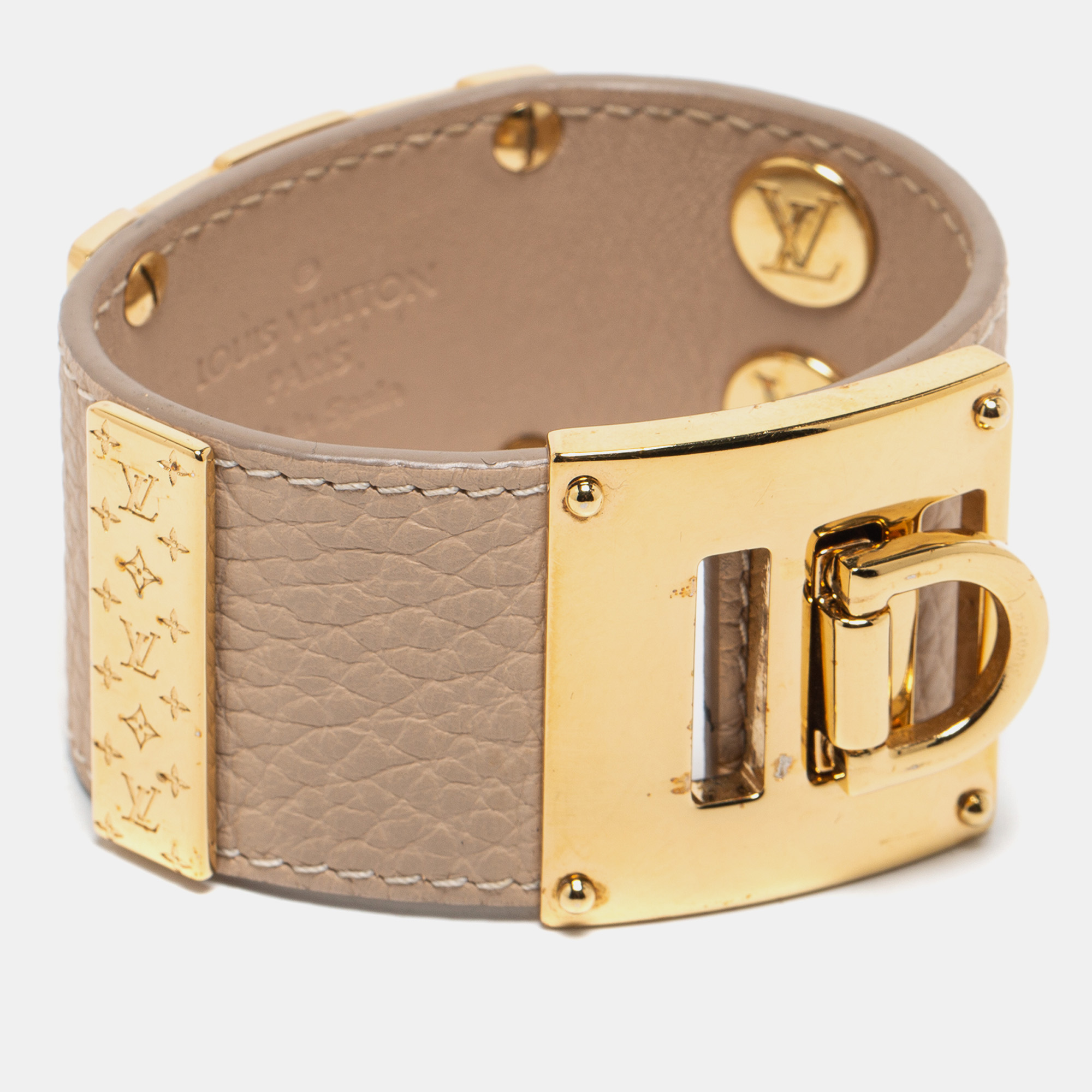 

Louis Vuitton Beige Leather So LV Cuff Bracelet 17