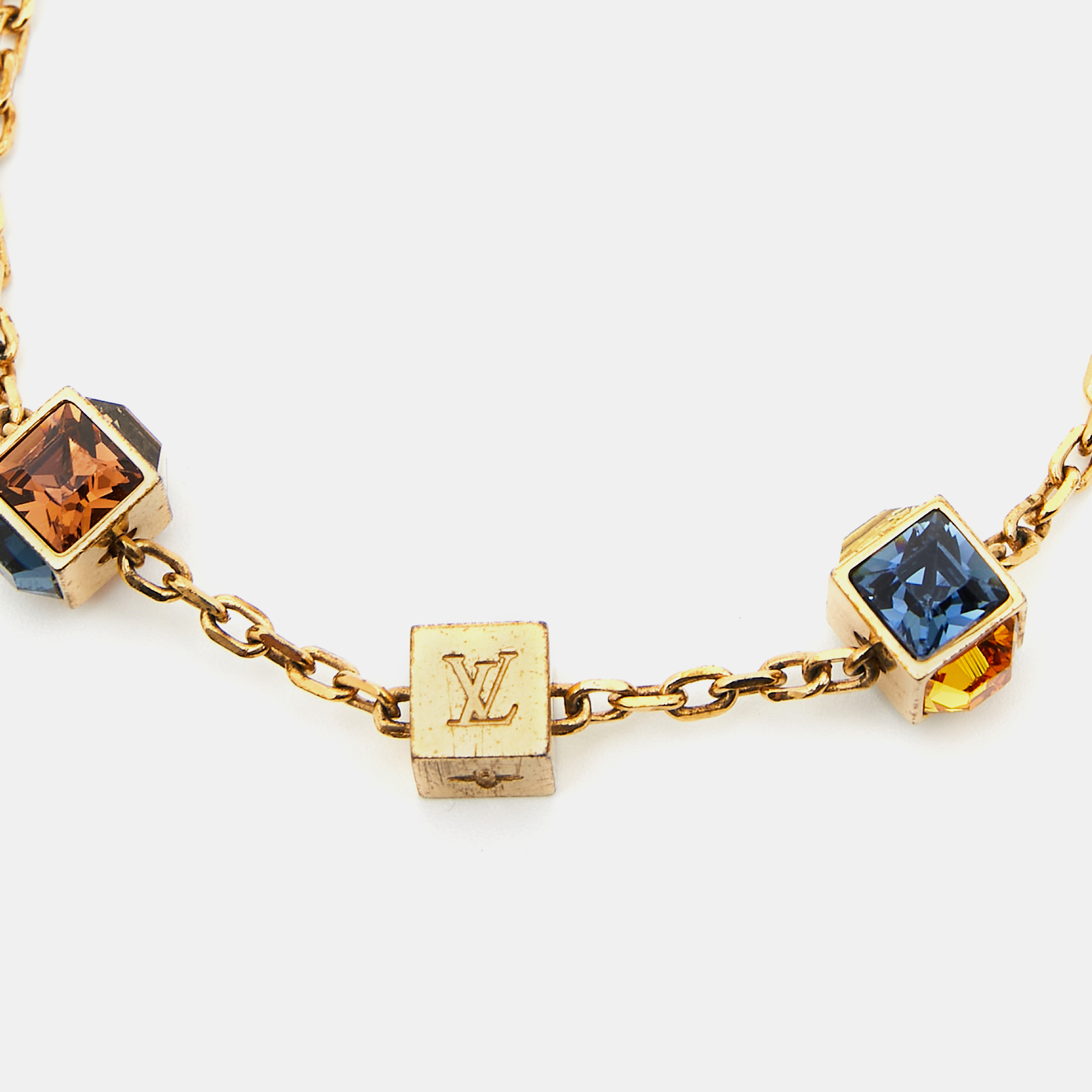 

Louis Vuitton Multicolor Crystals Gold Tone Gamble Bracelet