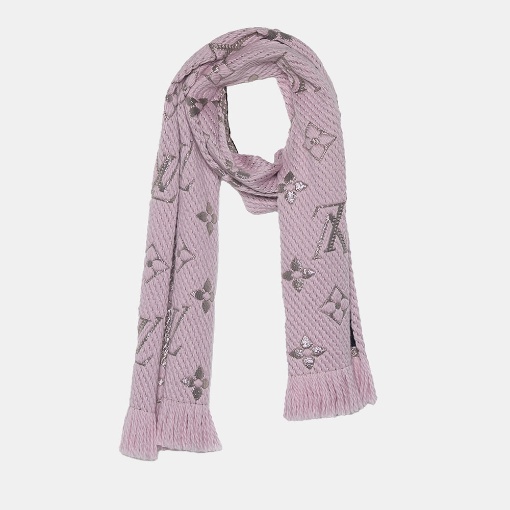 

Louis Vuitton Pink Logomania Wool & Silk Shine Scarf