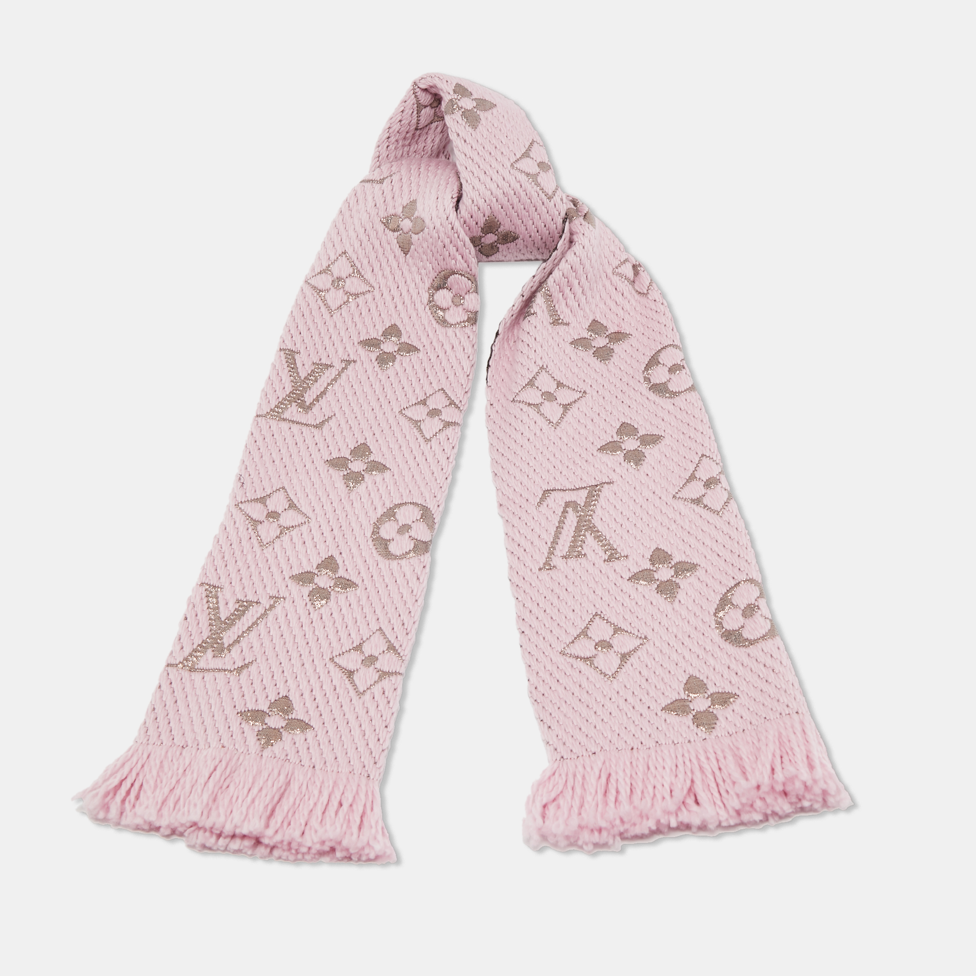 

Louis Vuitton Pink Logomania Shine Wool Scarf