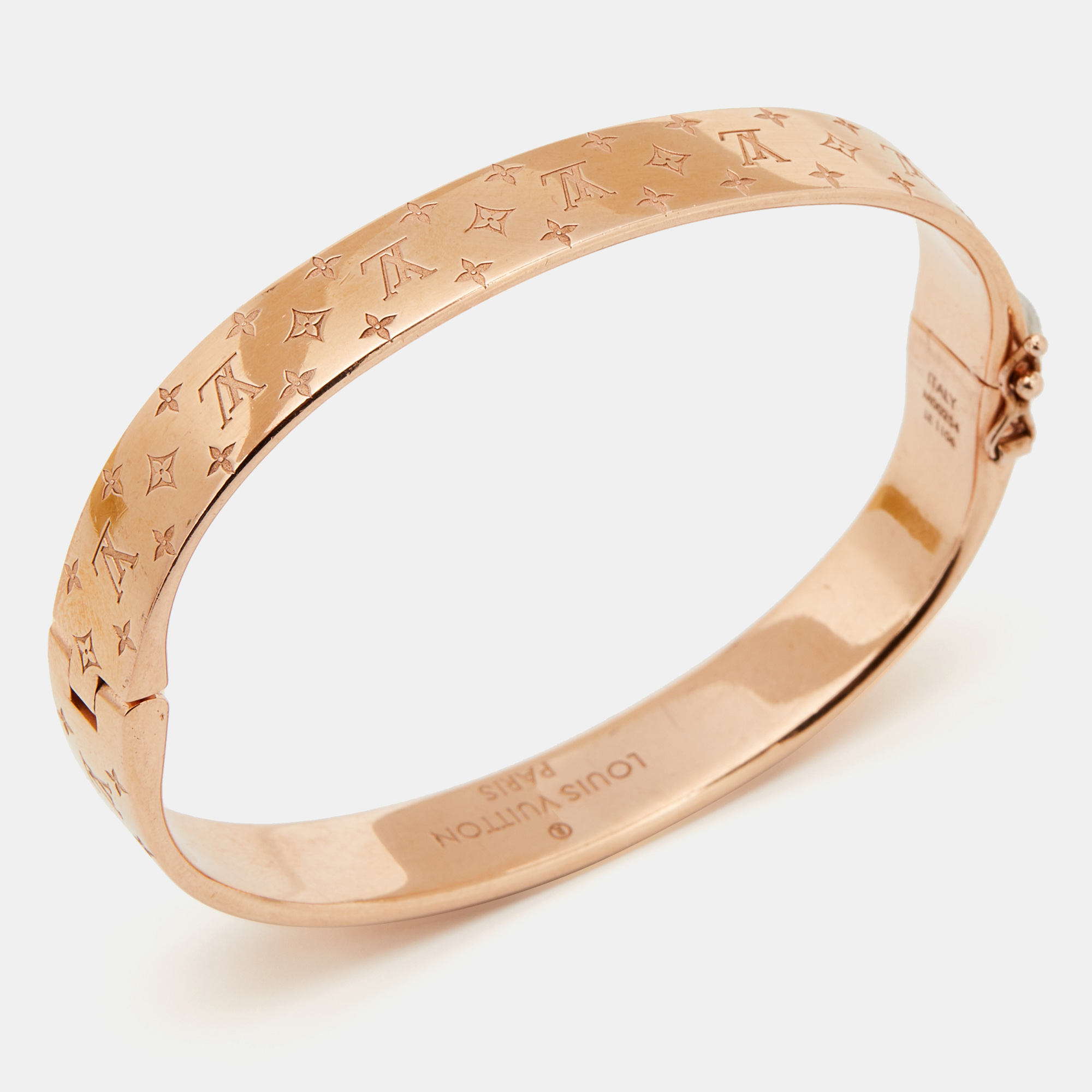 

Louis Vuitton Rose Gold Tone Nanogram Cuff Bracelet, Pink