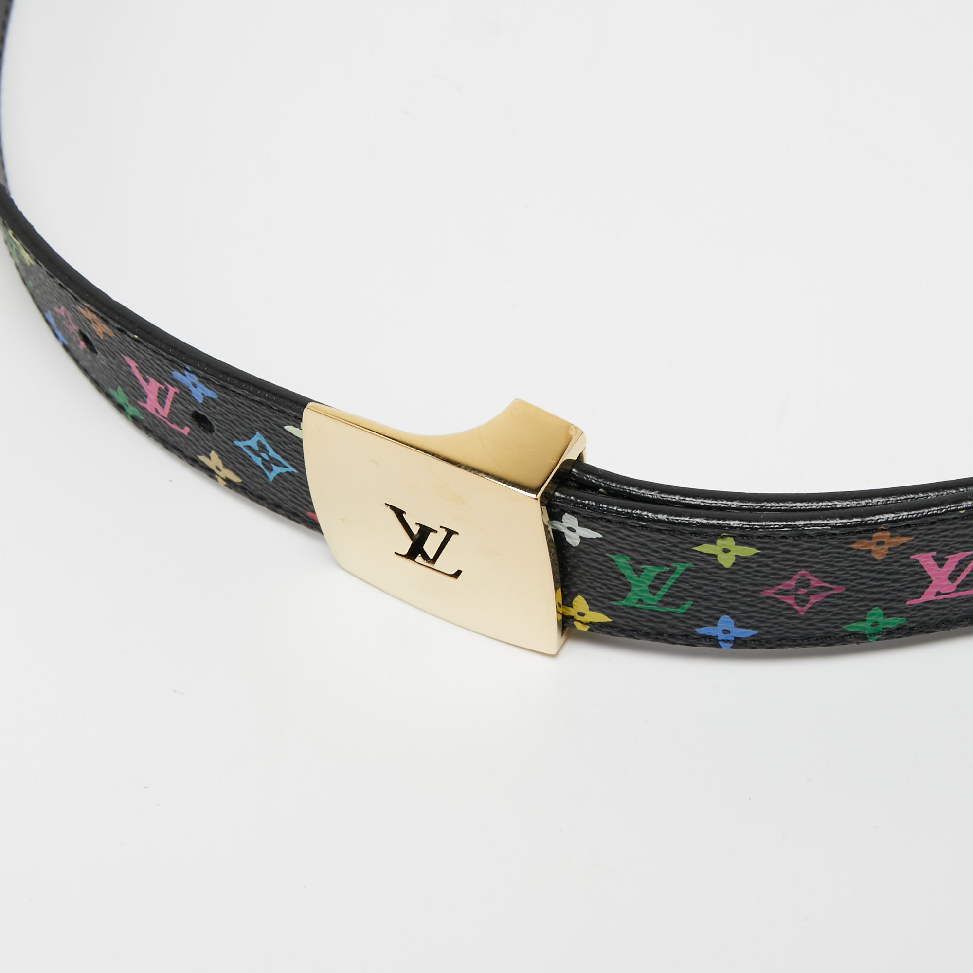 

Louis Vuitton Black Monogram Multicolore Canvas LV Cut Belt