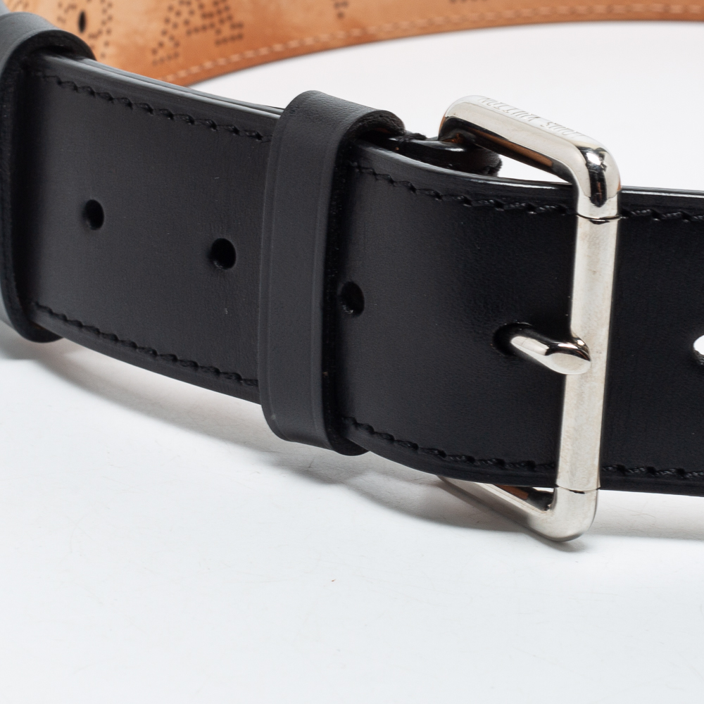 

Louis Vuitton Black Perforated Mahina Leather Buckle Belt