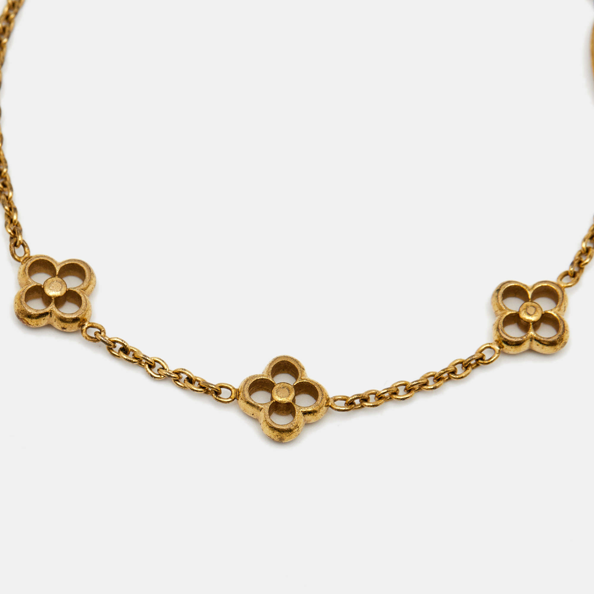 

Louis Vuitton Gold Tone Flowerfull Station Bracelet