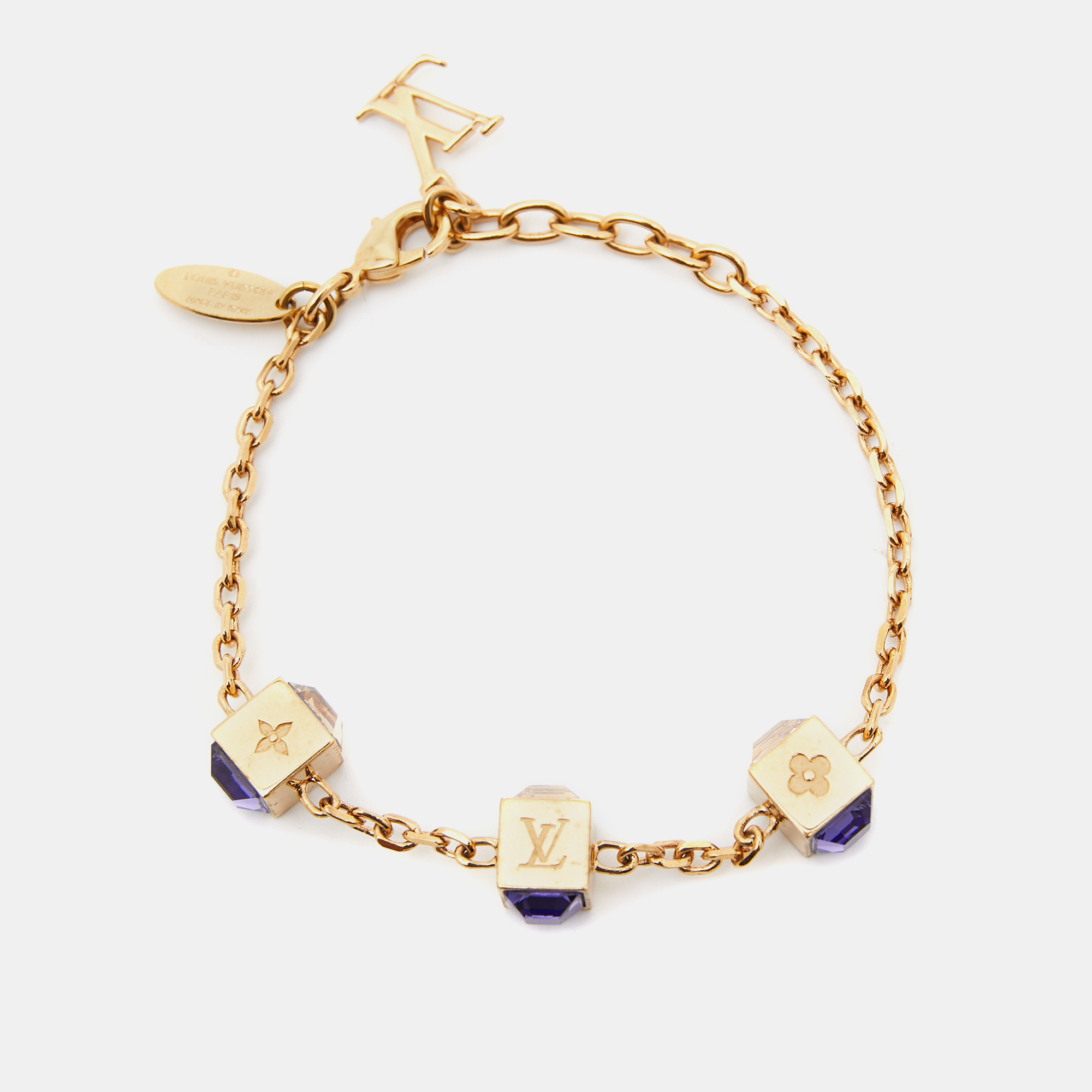 Louis Vuitton Gamble Crystal Gold Tone Bracelet