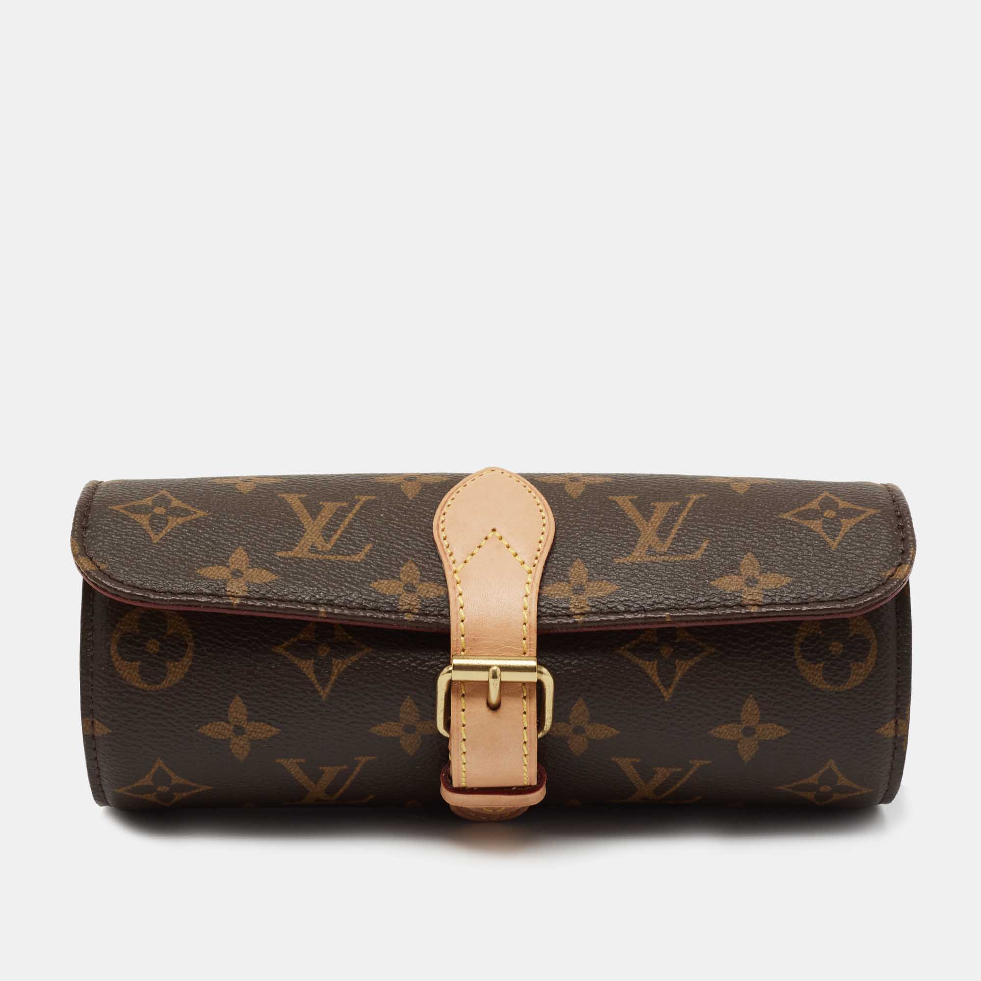 Louis Vuitton Monogram Canvas and Leather 3 Watch Case