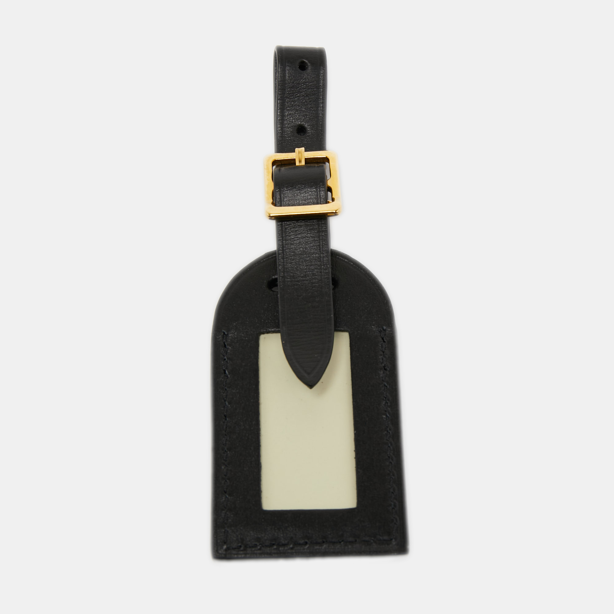 Louis Vuitton Name Tag Black Calfskin Leather w/ RZ Initials Goldtone –  PoshBagShop