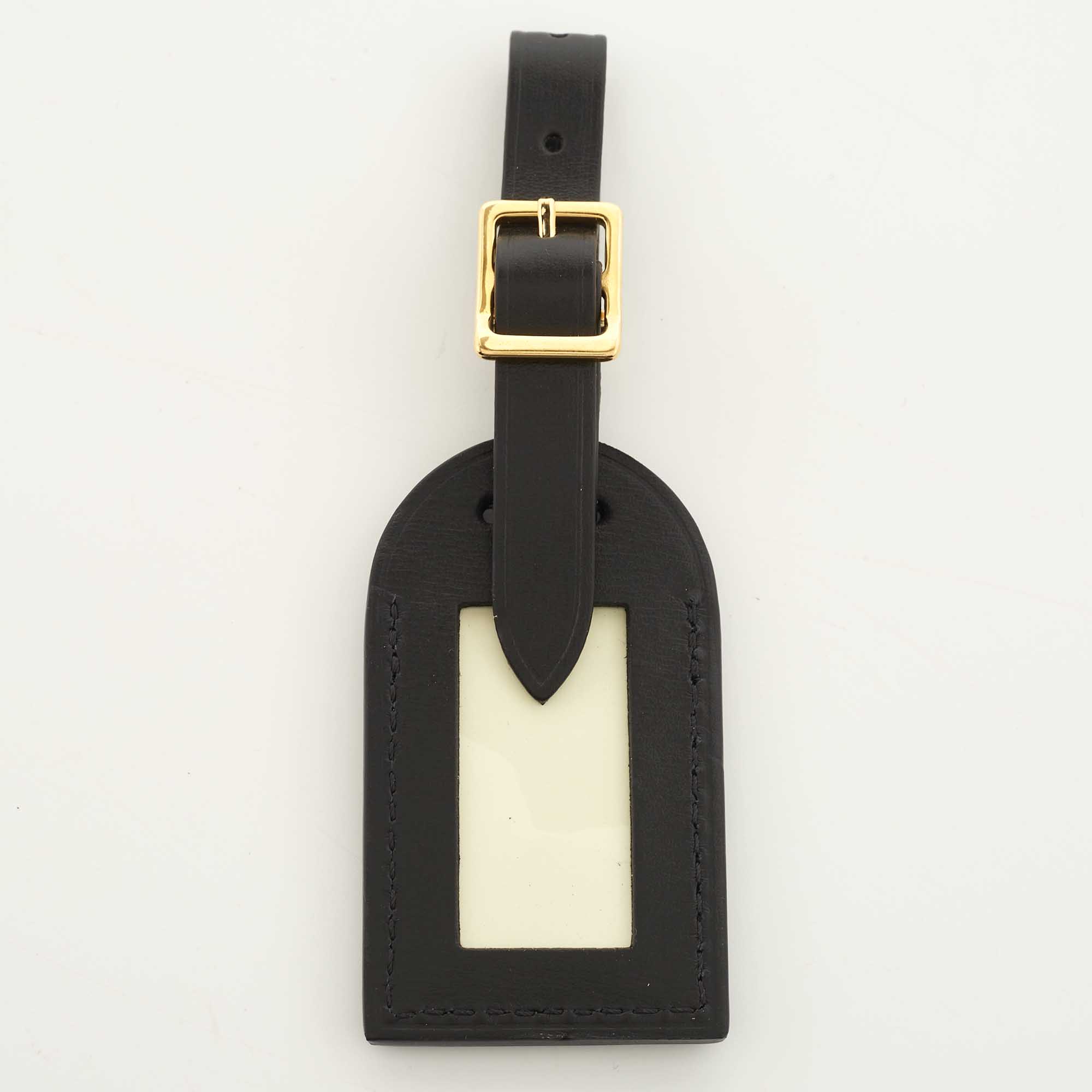 

Louis Vuitton Black Leather Luggage Name Tag