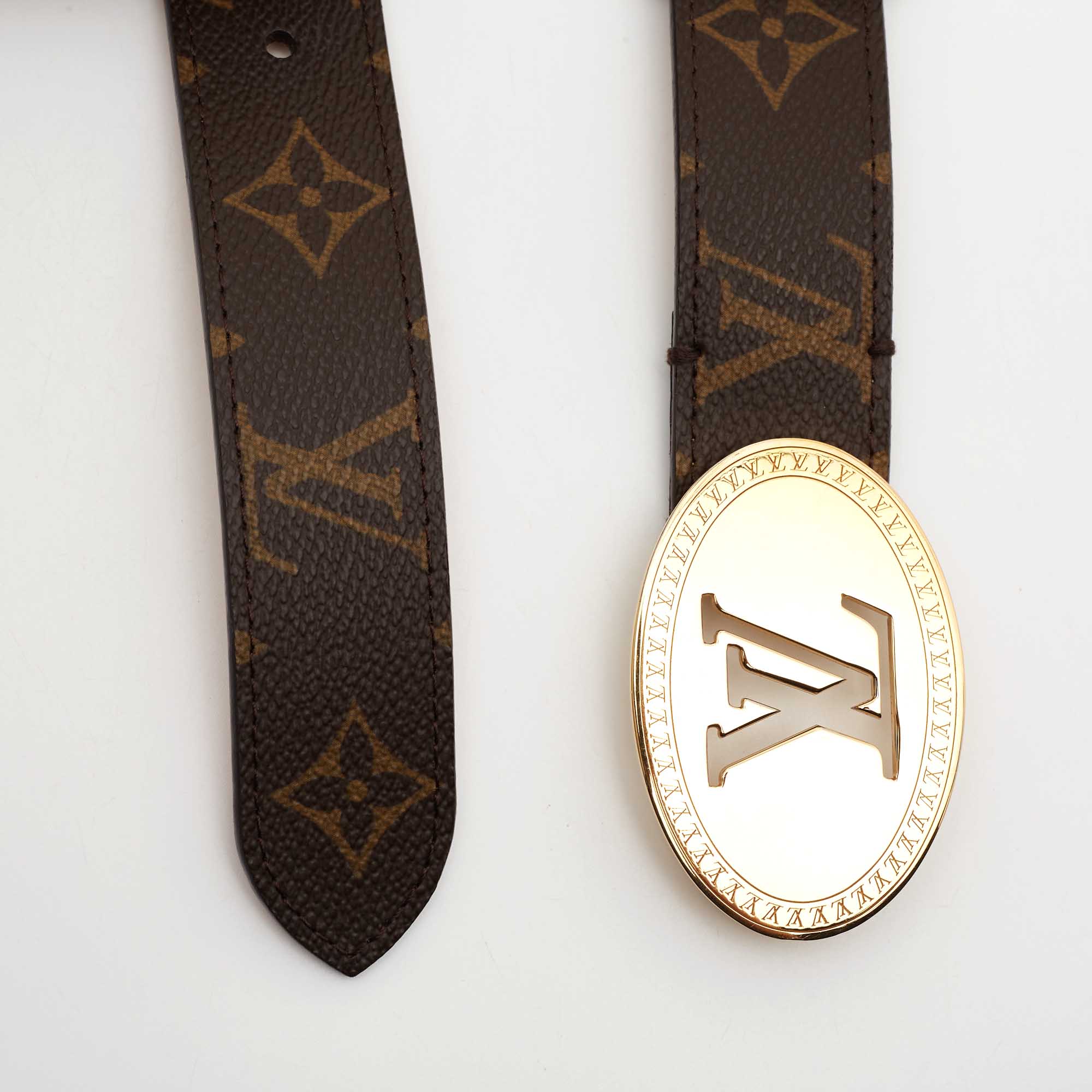 

Louis Vuitton Monogram Canvas Oval Cut Belt, Brown