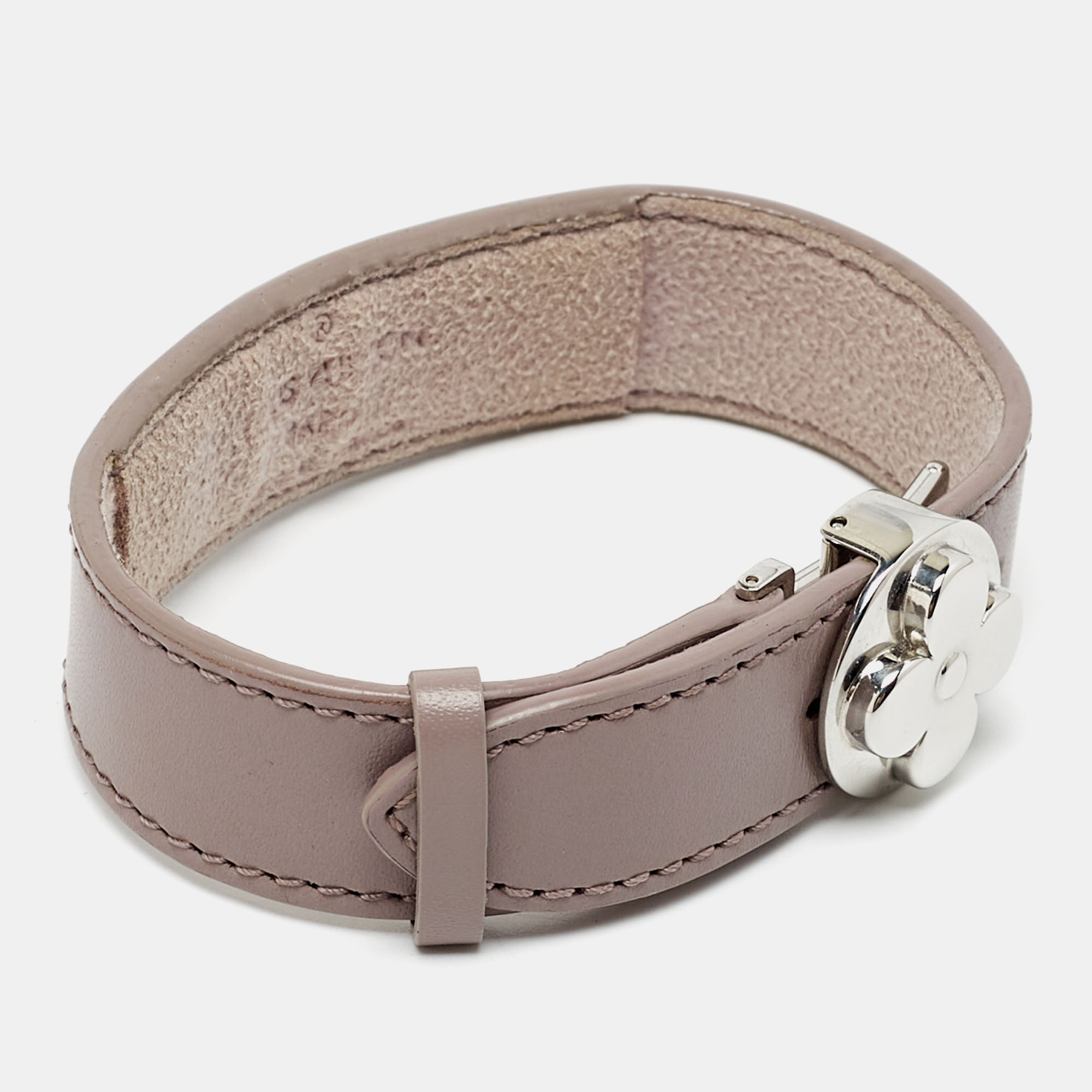 

Louis Vuitton Wish Leather Silver Tone Wrap Bracelet