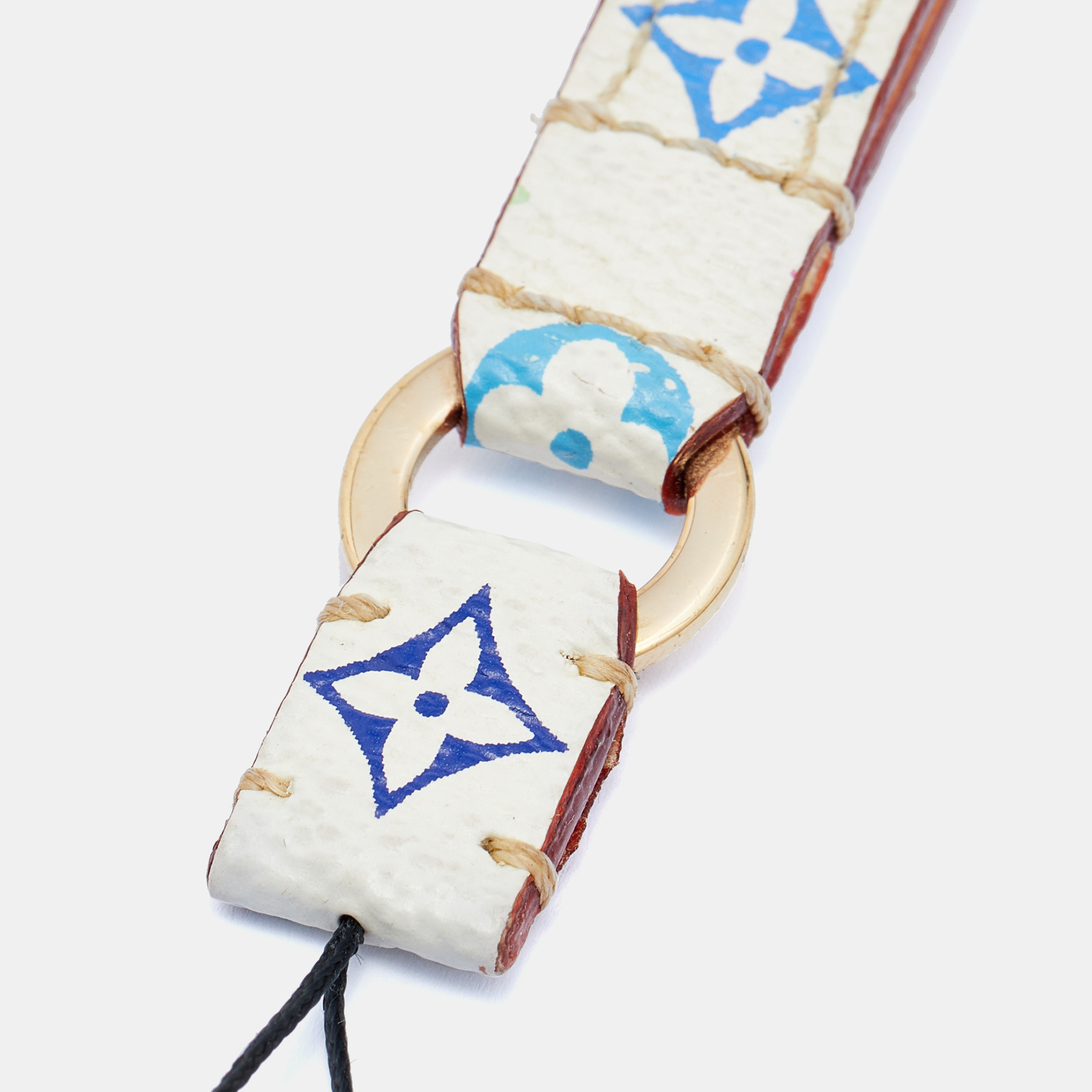 

Louis Vuitton White Logo Printed Leather Phone Charm