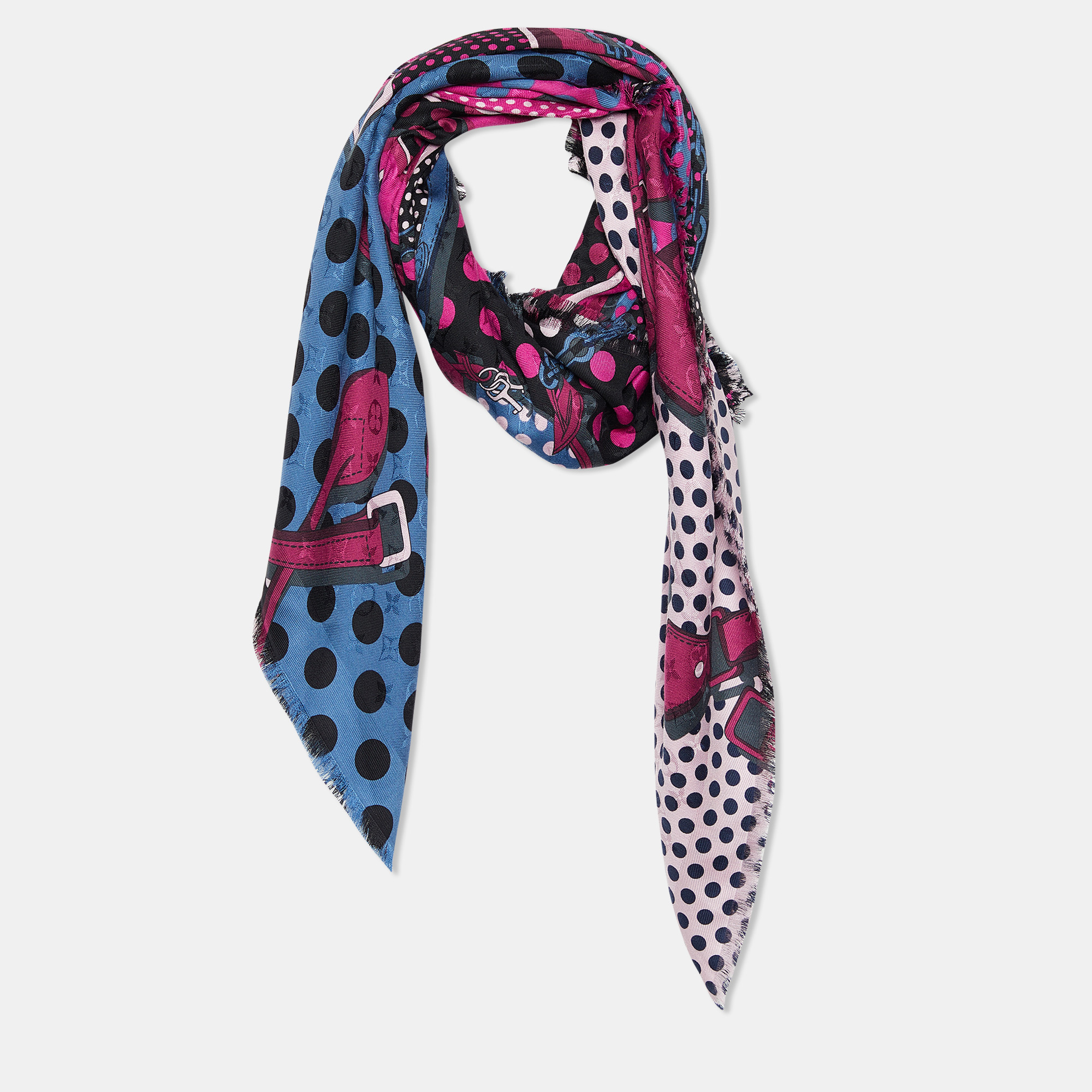 

Louis Vuitton Multicolour Dot Printed Silk & Wool Scarf, Multicolor