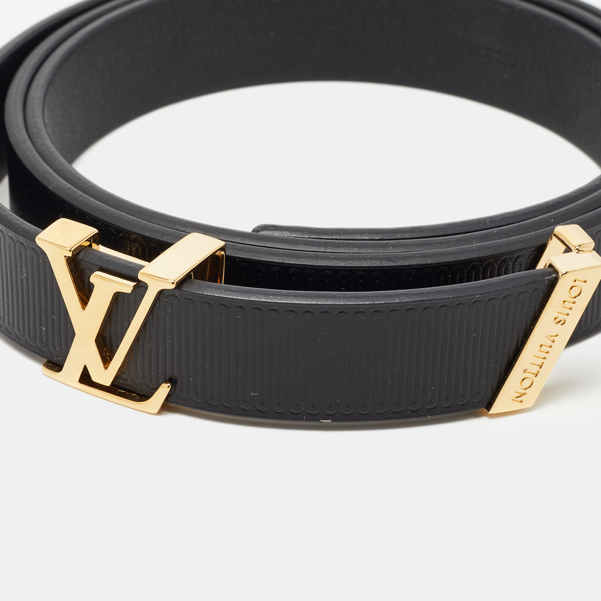 

Louis Vuitton Black Embossed Leather LV Initiales Belt