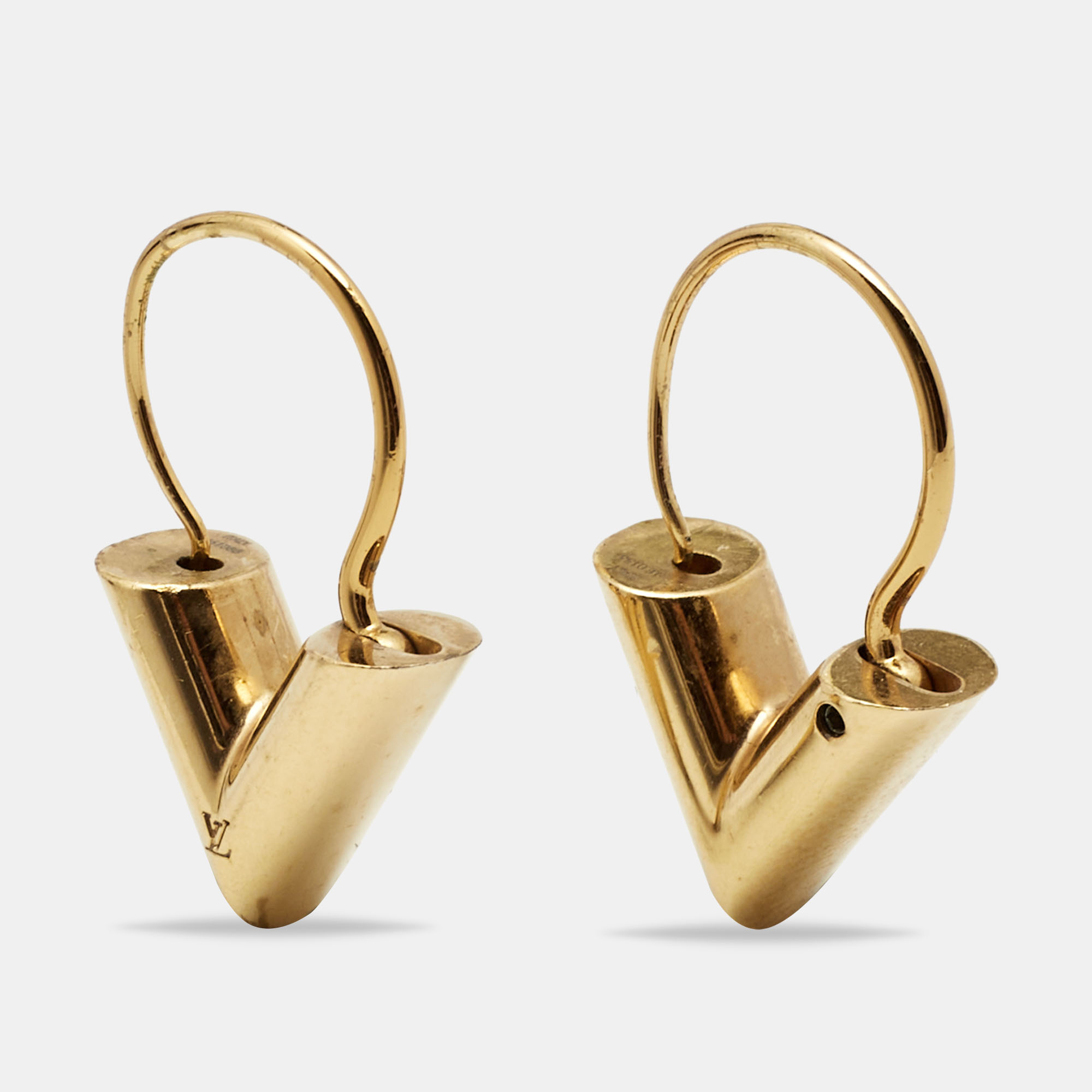 Louis Vuitton Essential V Gold Tone Earrings Louis Vuitton | The Luxury  Closet