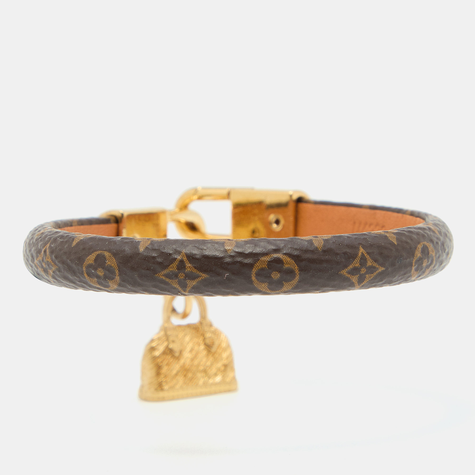 

Louis Vuitton Alma Brown Canvas Gold Tone Charm Bracelet