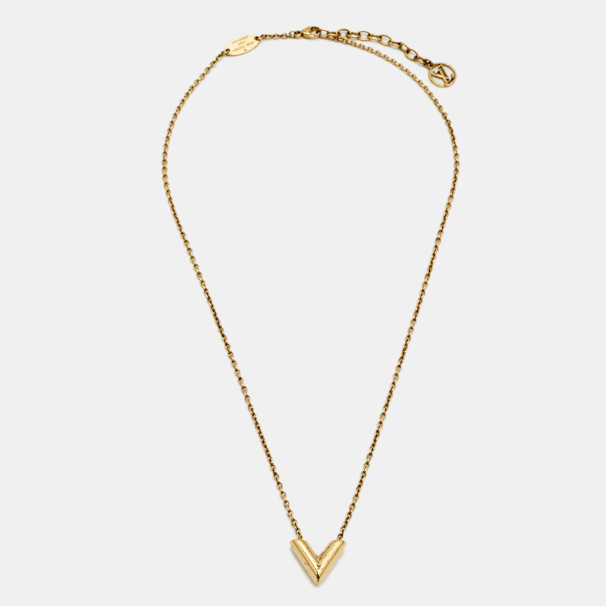 

Louis Vuitton Gold Tone Essential V Necklace
