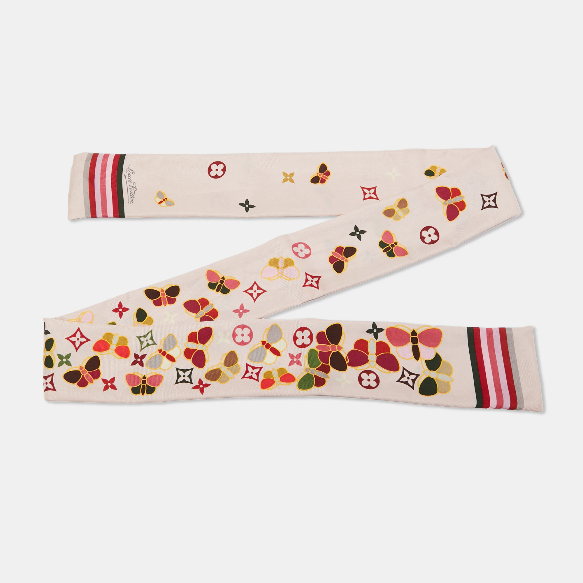 

Louis Vuitton Pink Papillon Print Silk Bandeau