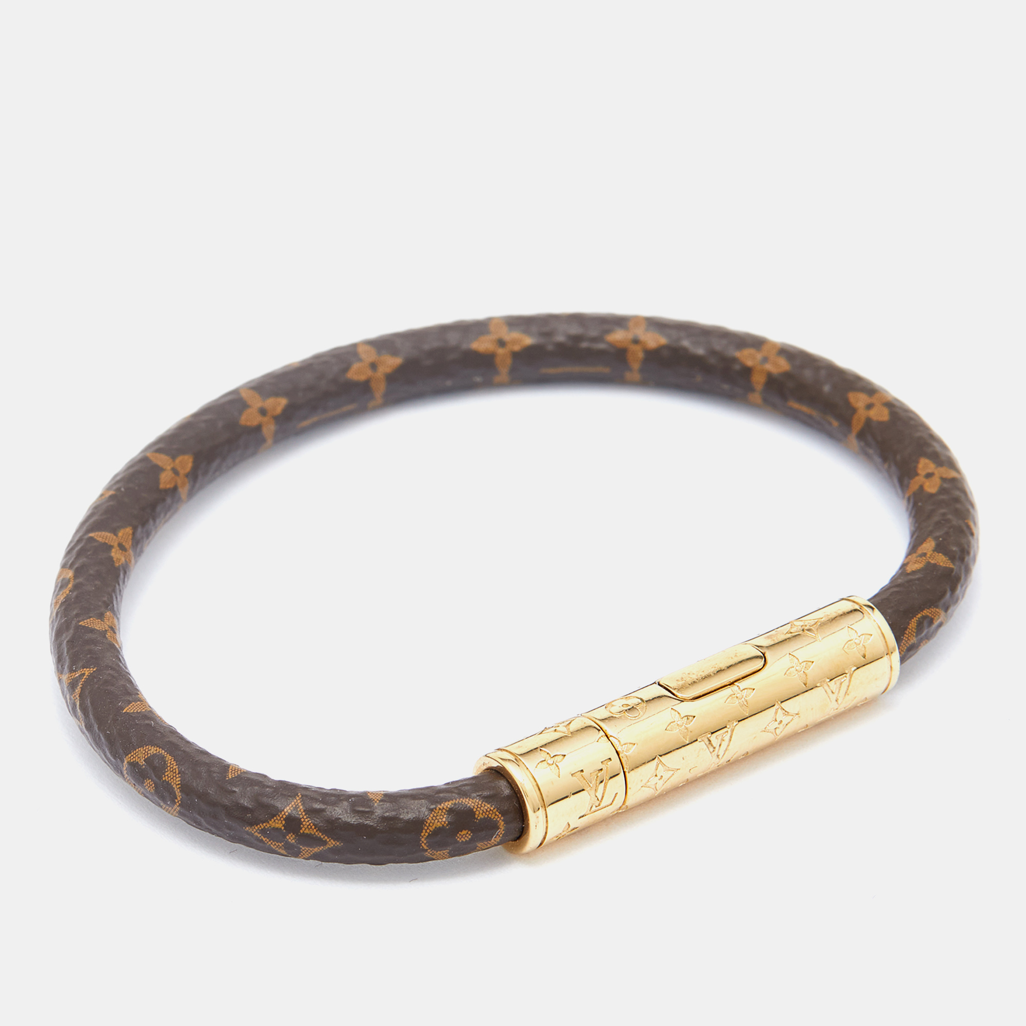 

Louis Vuitton Brown Monogram Canvas Gold Tone Confidential Bracelet