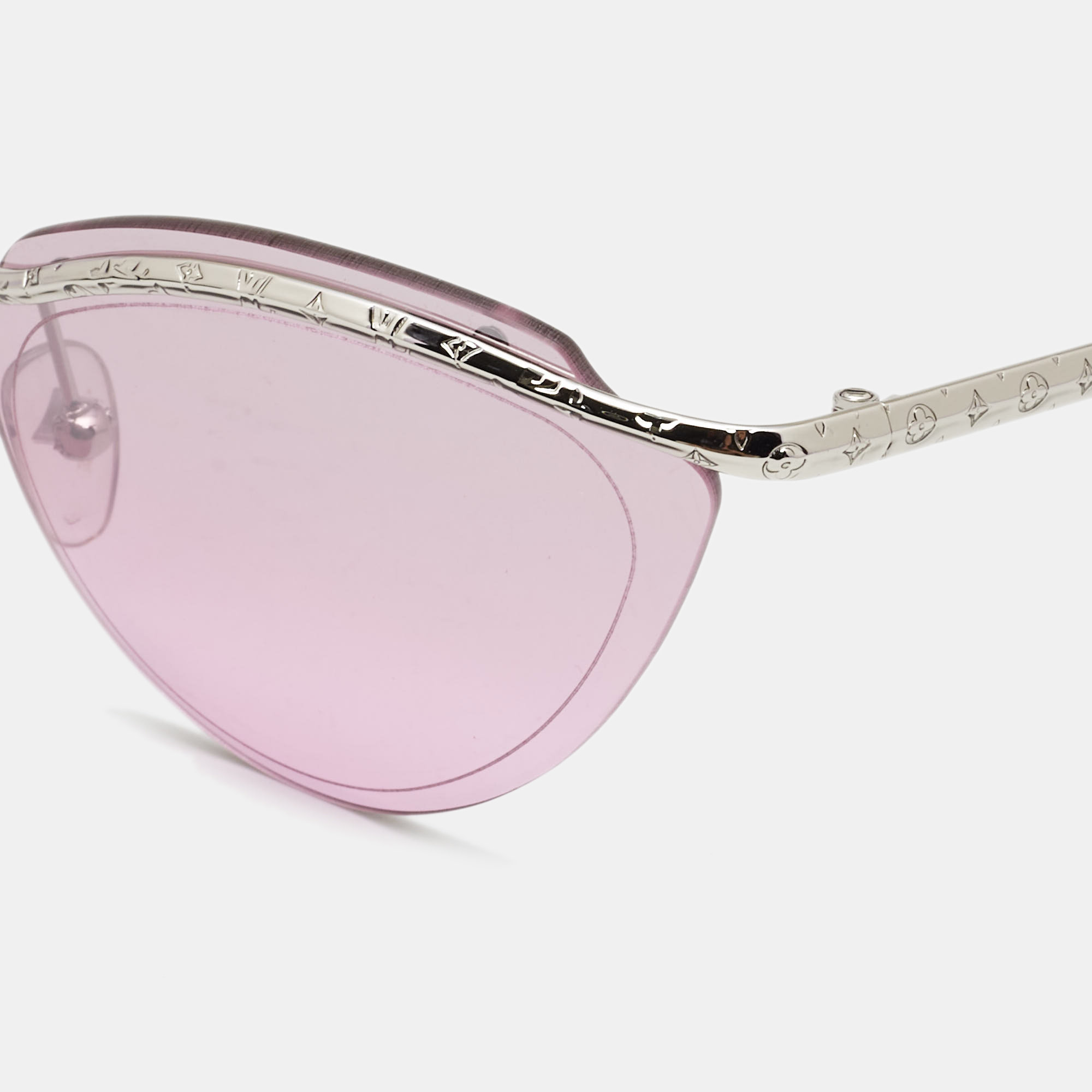 

Louis Vuitton Pink/Silver Z1040W Rimless Thelma and Louise Cat Eye Sunglasses