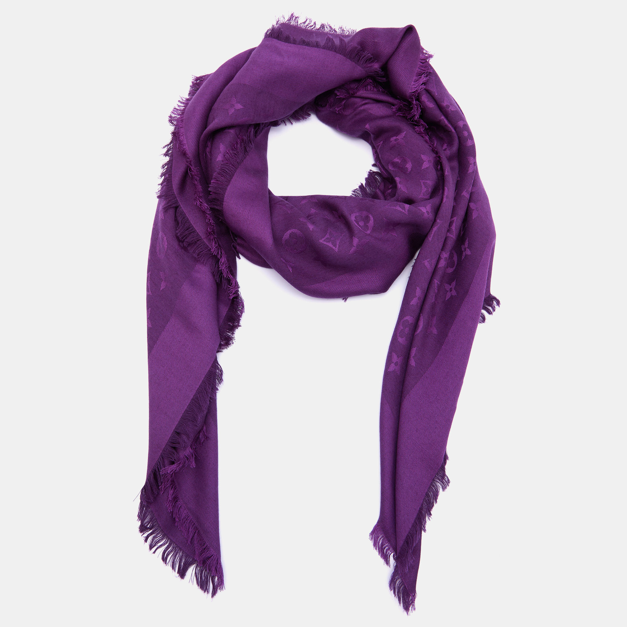 

Louis Vuitton Purple Monogram Wool & Silk Shawl