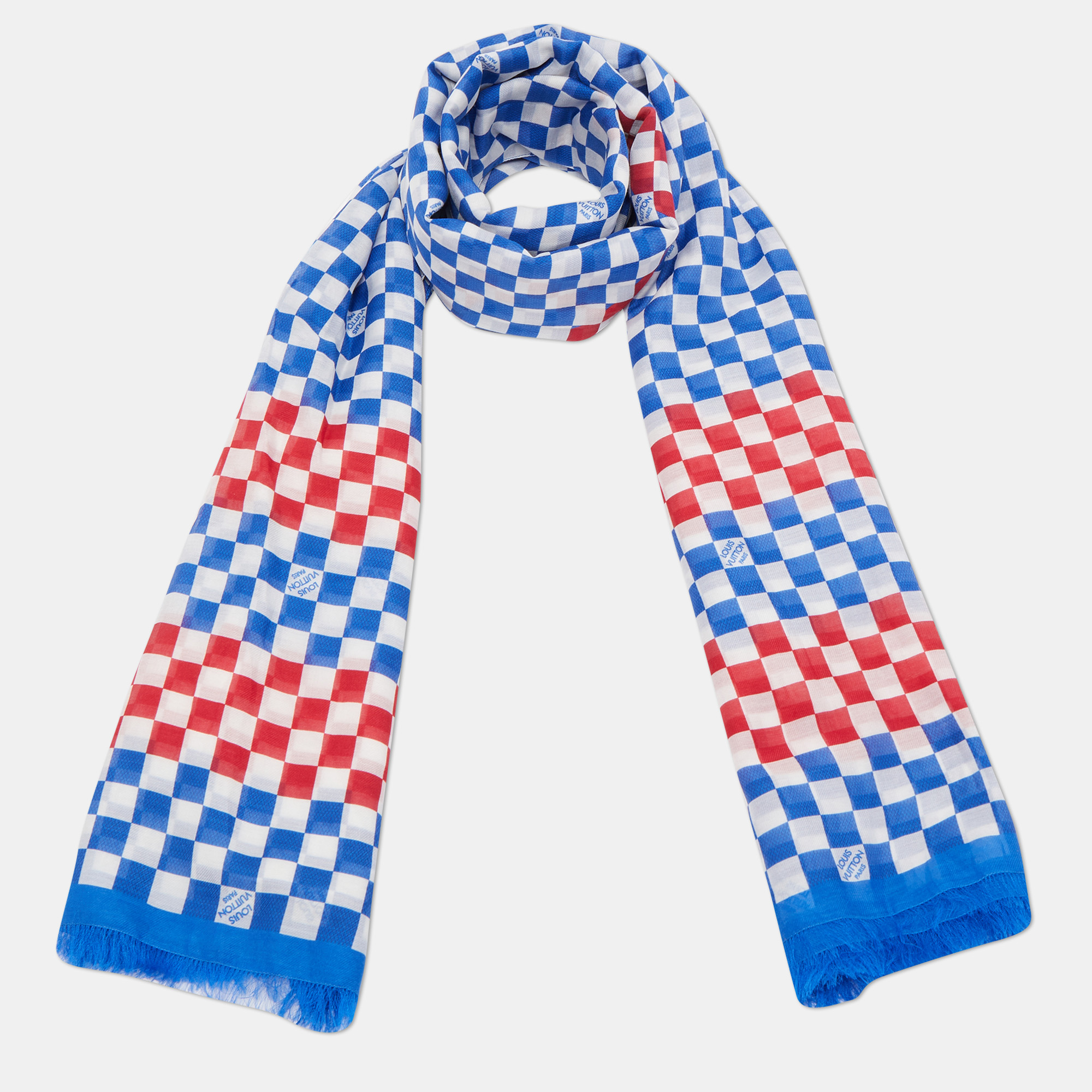 

Louis Vuitton Blue & Red Damier Race Cotton & Silk Scarf, Multicolor