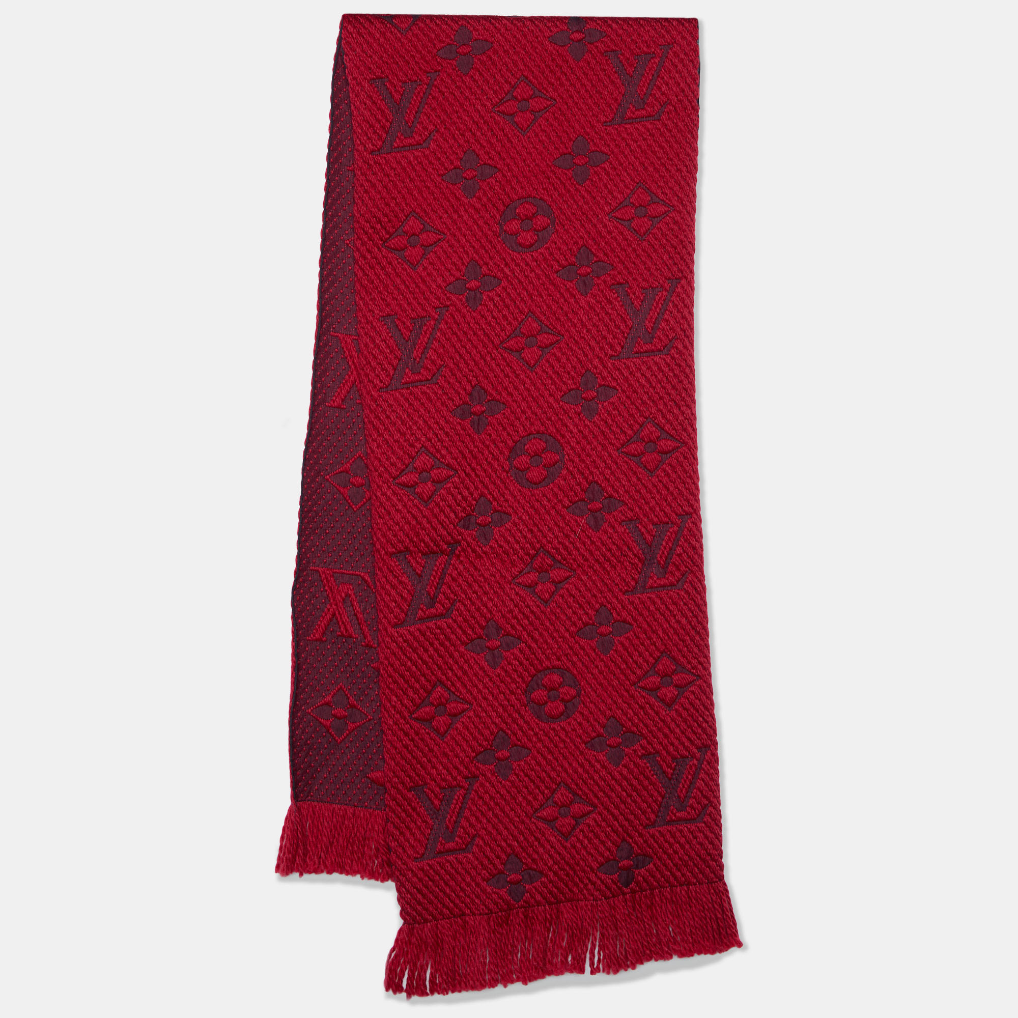 Louis Vuitton Red Wool & Silk Logomania Scarf Louis Vuitton The Luxury Closet