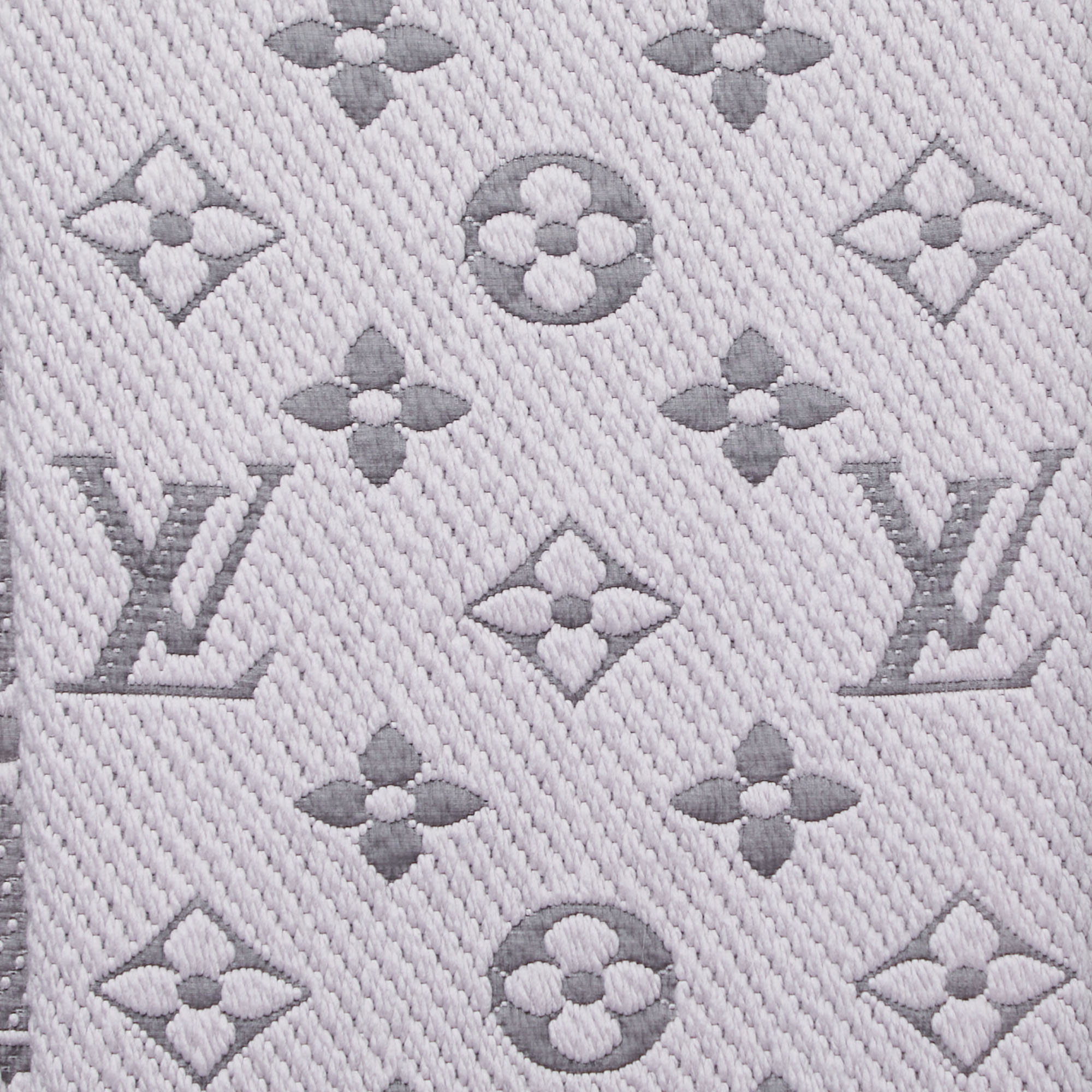 LOUIS VUITTON Wool Silk Logomania Scarf Pearl Grey 681906