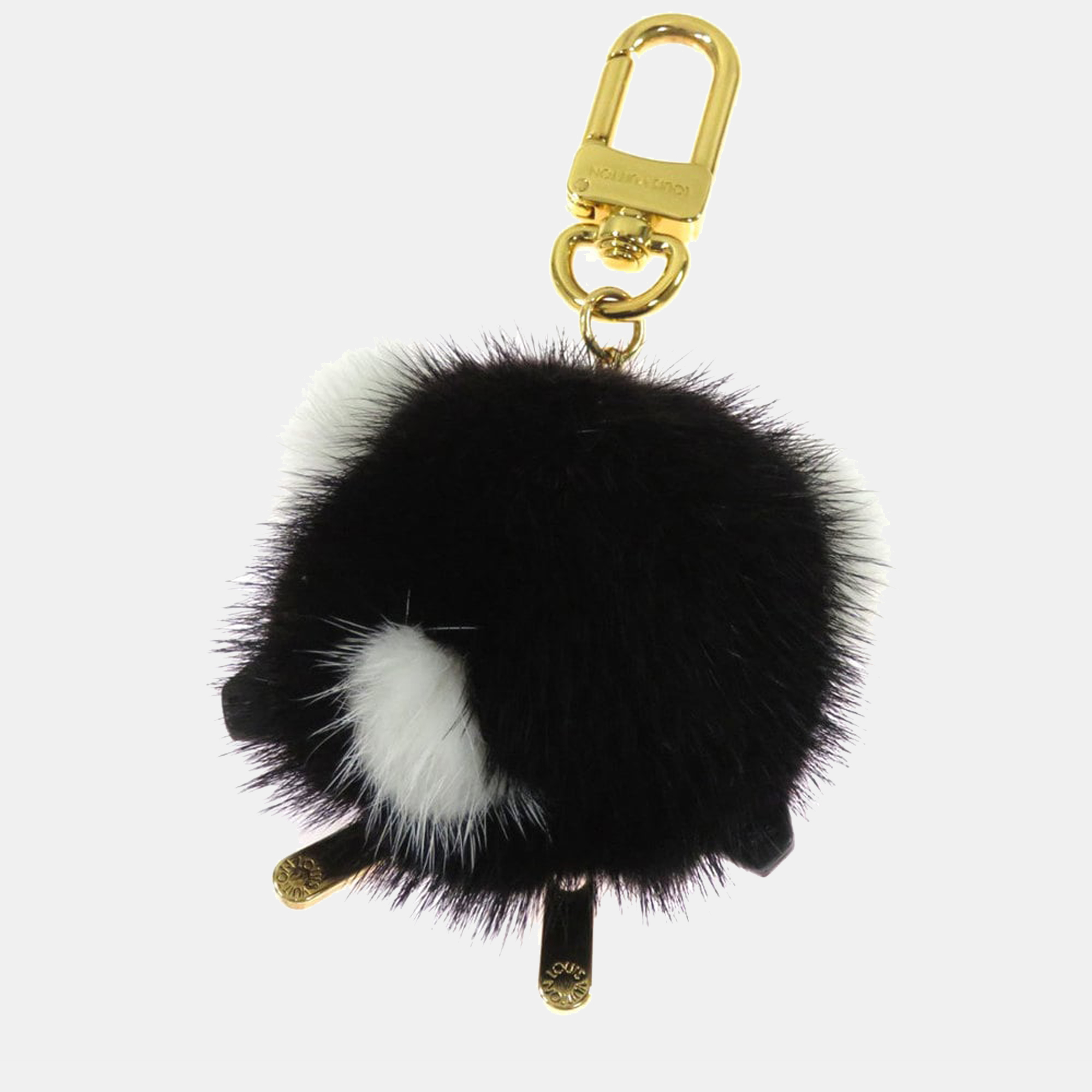 

Louis Vuitton Black/White Calfskin Mink Fur Panda Bag Charm