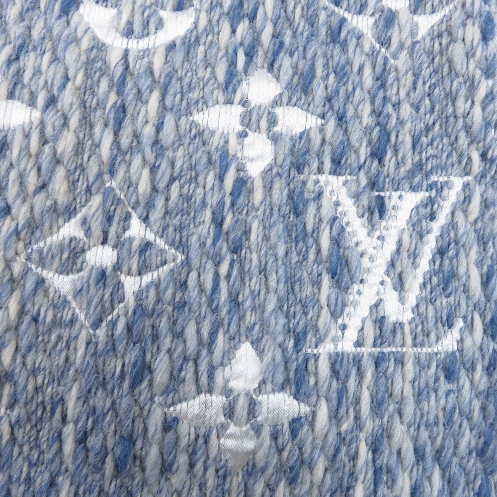 

Louis Vuitton Blue Silk and Wool Monogram Scarf