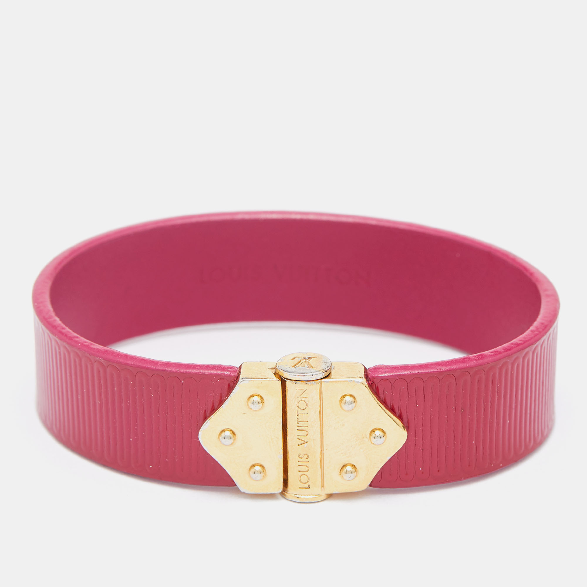 Pre-owned Louis Vuitton Indian Rose Epi Leather Spirit Bracelet In Pink