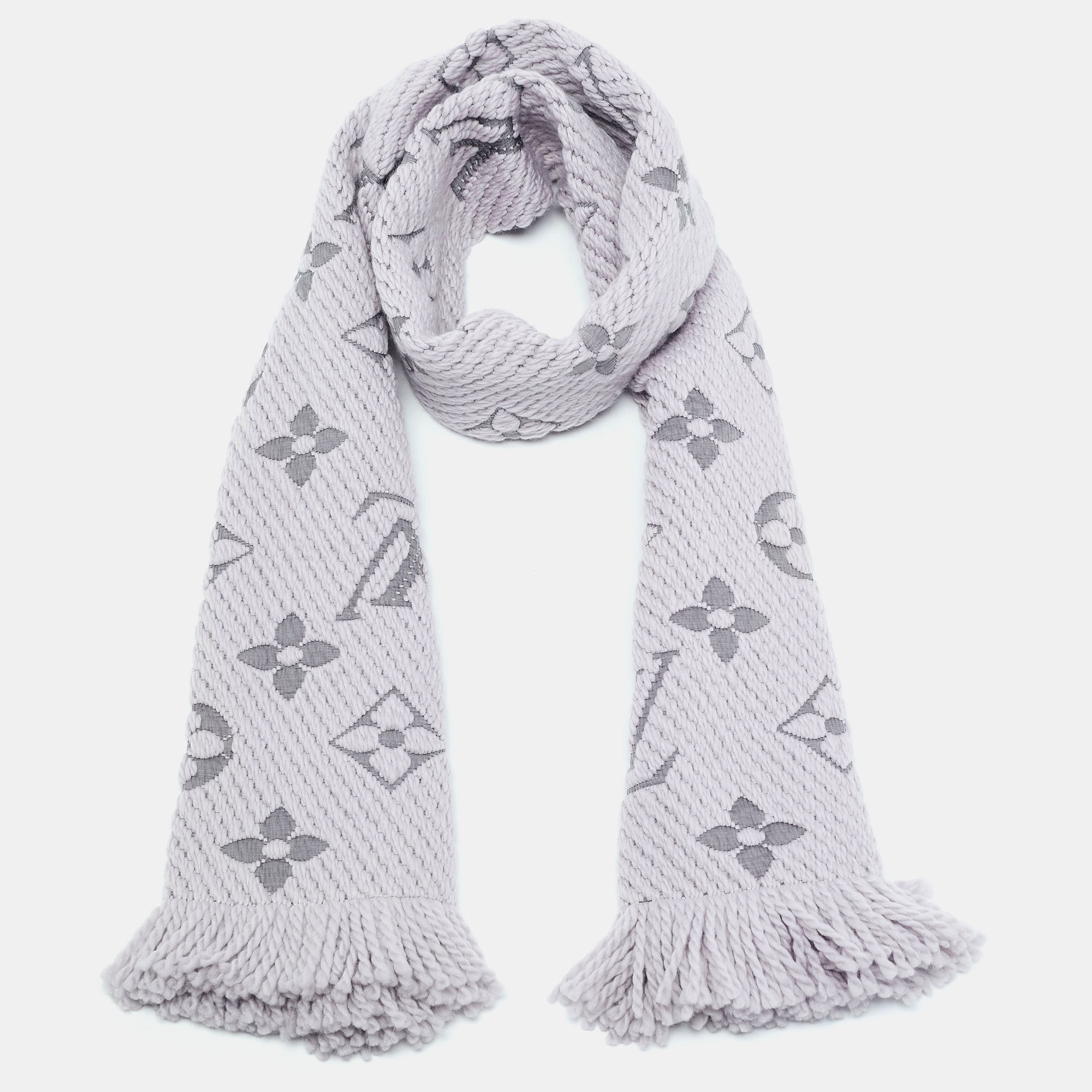 

Louis Vuitton Grey Wool & Silk Logomania Scarf