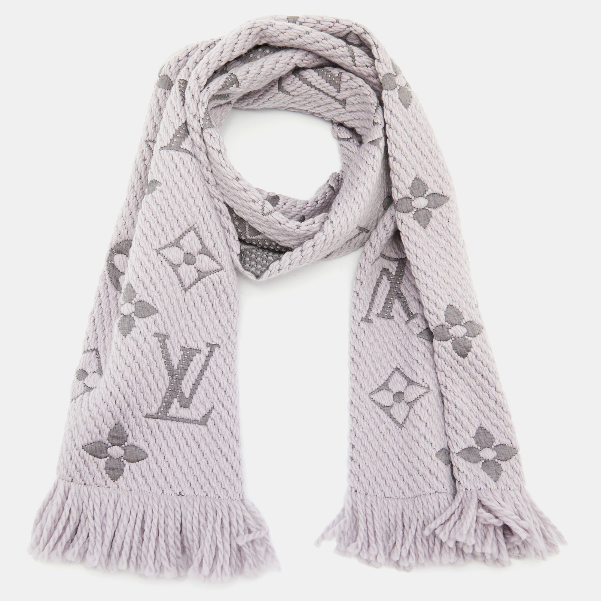 

Louis Vuitton Grey Wool & Silk Logomania Scarf