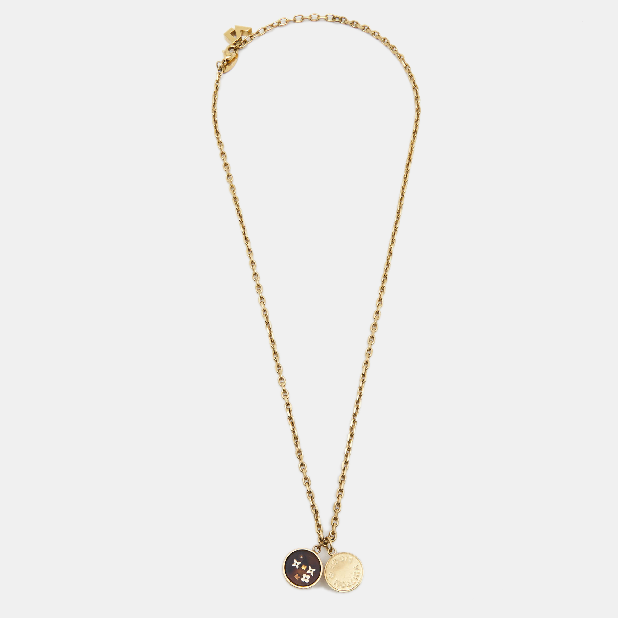 

Louis Vuitton Half Sphere Resin Gold Tone Necklace