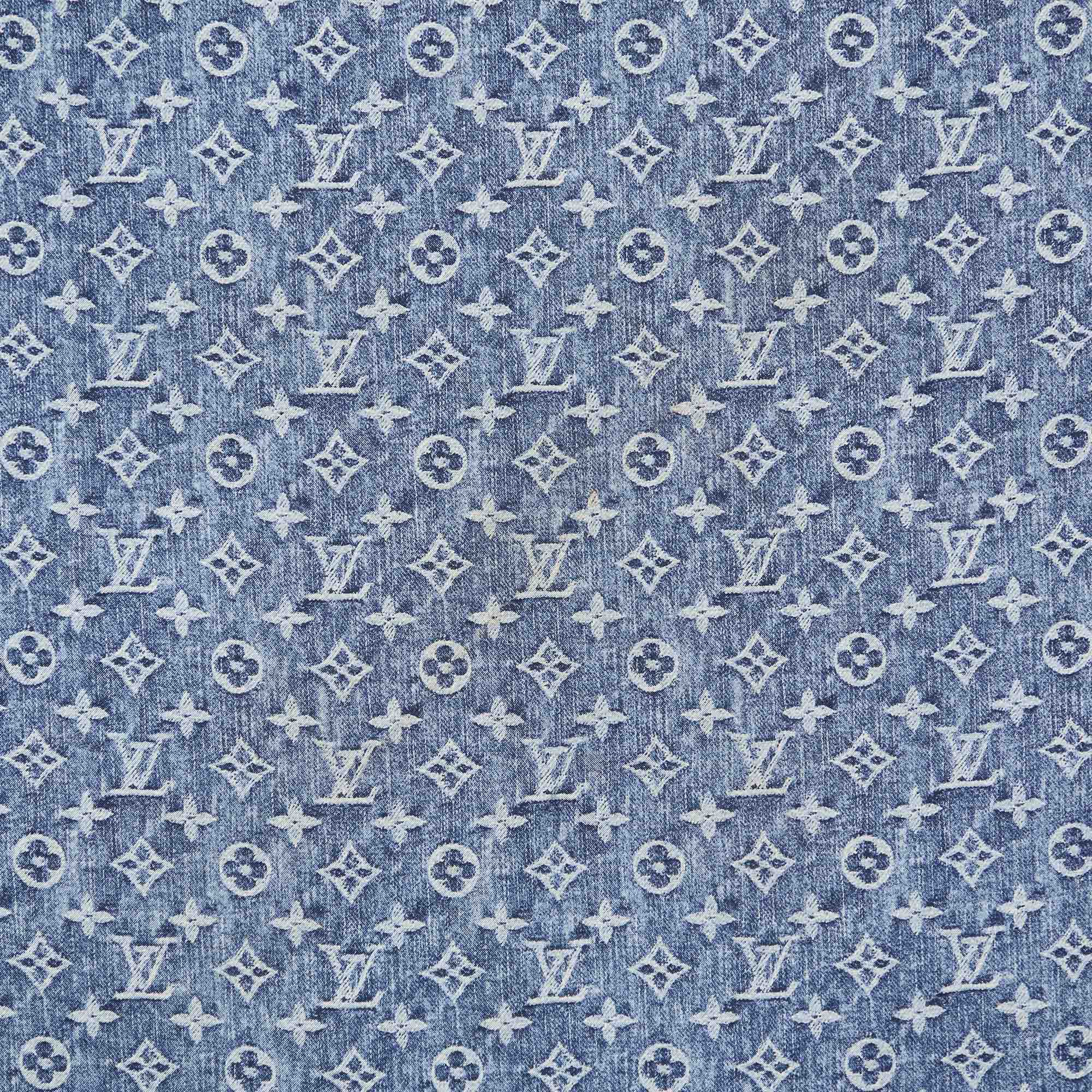 

Louis Vuitton Blue Monogram Denim Pattern Silk Square Scarf