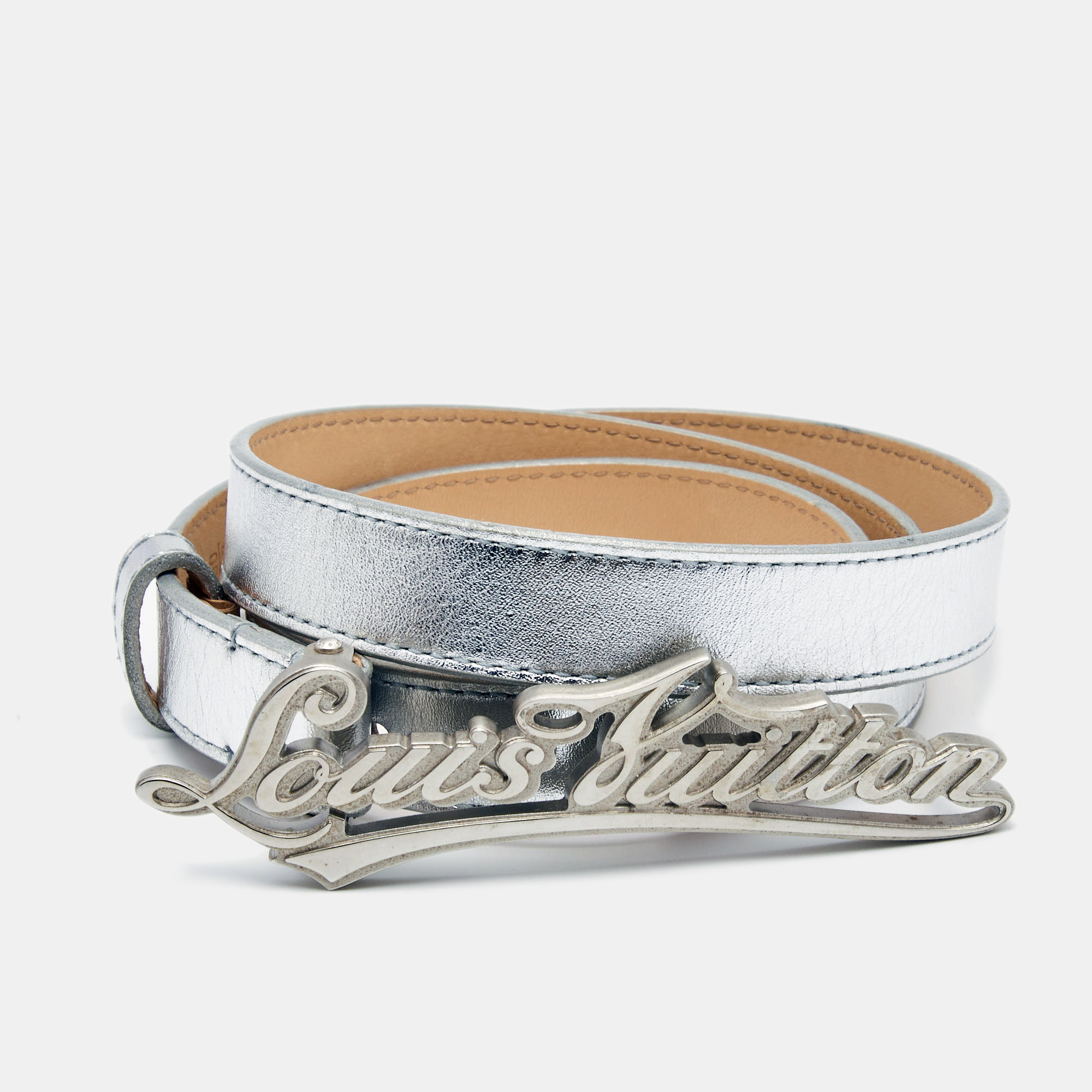 Pre-owned Louis Vuitton Belt In Silver