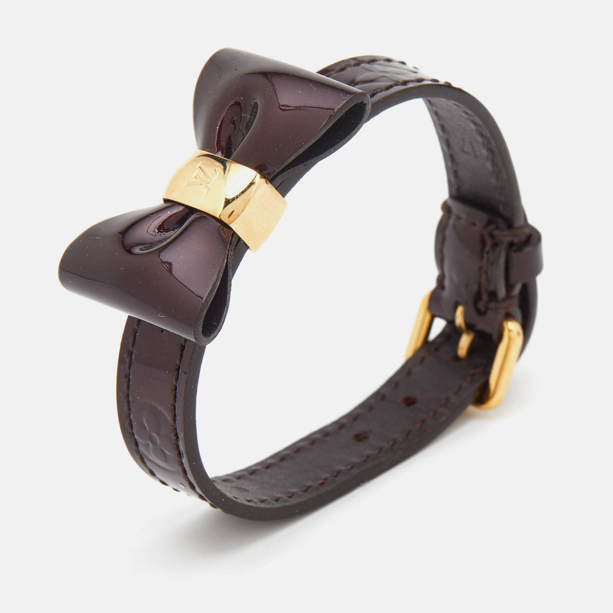 

Louis Vuitton Red Leather Gold Tone Bow Bracelet