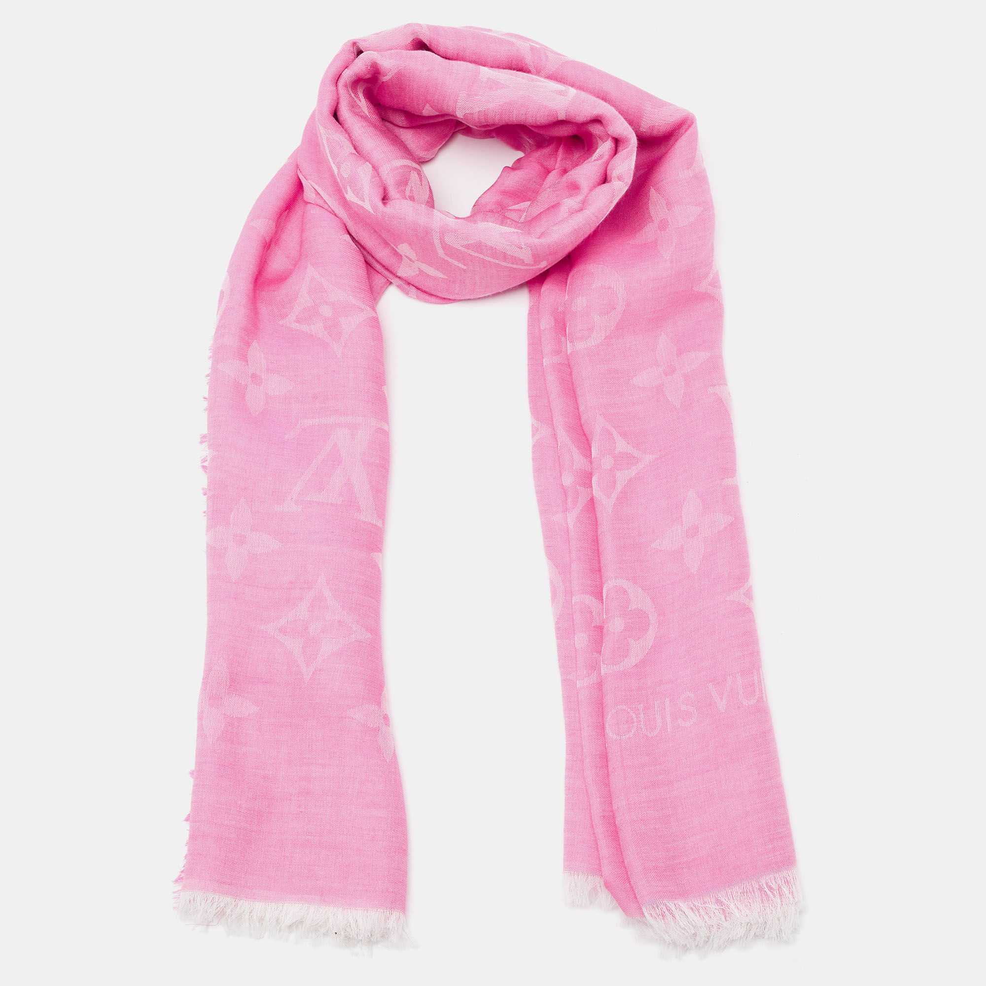 

Louis Vuitton Pink Wool, Cotton & Silk Blend Daily Monogram Stole