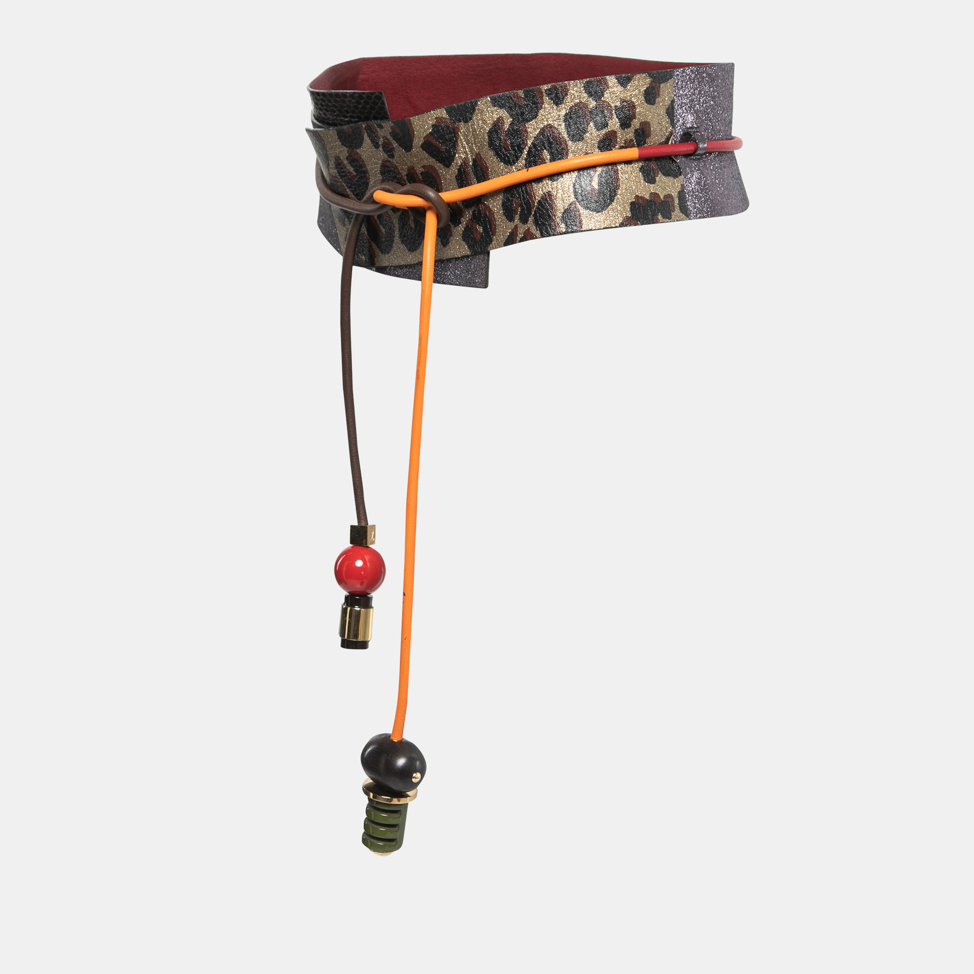 

Louis Vuitton Multicolor Leopard Print Leather and Watersnake Wide Tie Belt