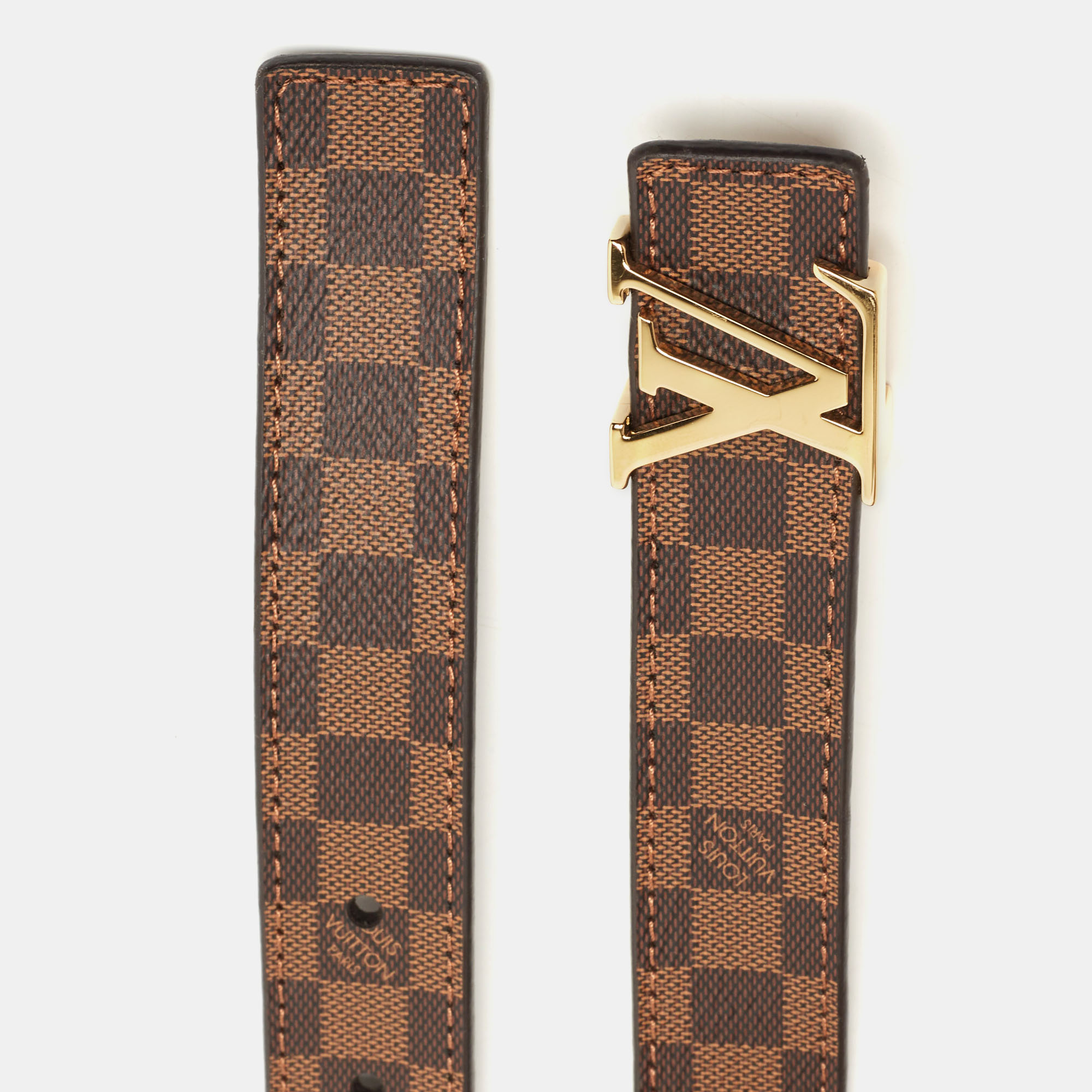 

Louis Vuitton Mini Damier Ebene LV Initiales Belt, Brown