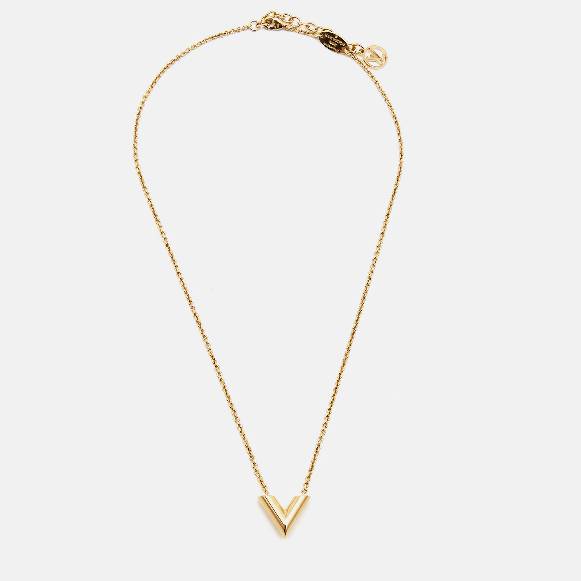 

Louis Vuitton Essential V Gold Tone Necklace