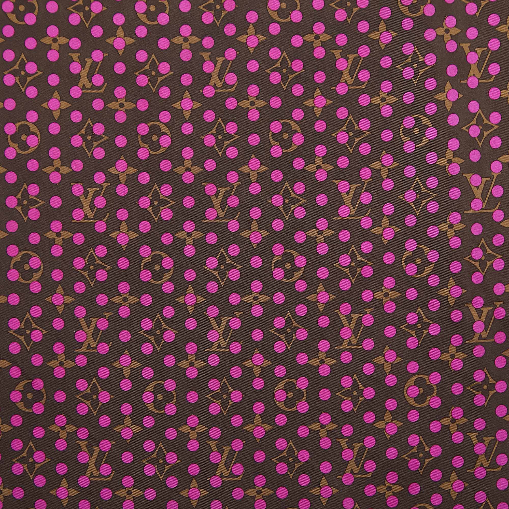 

Louis Vuitton Brown/Fuchsia Monogram Polka Dot Print Silk Scarf