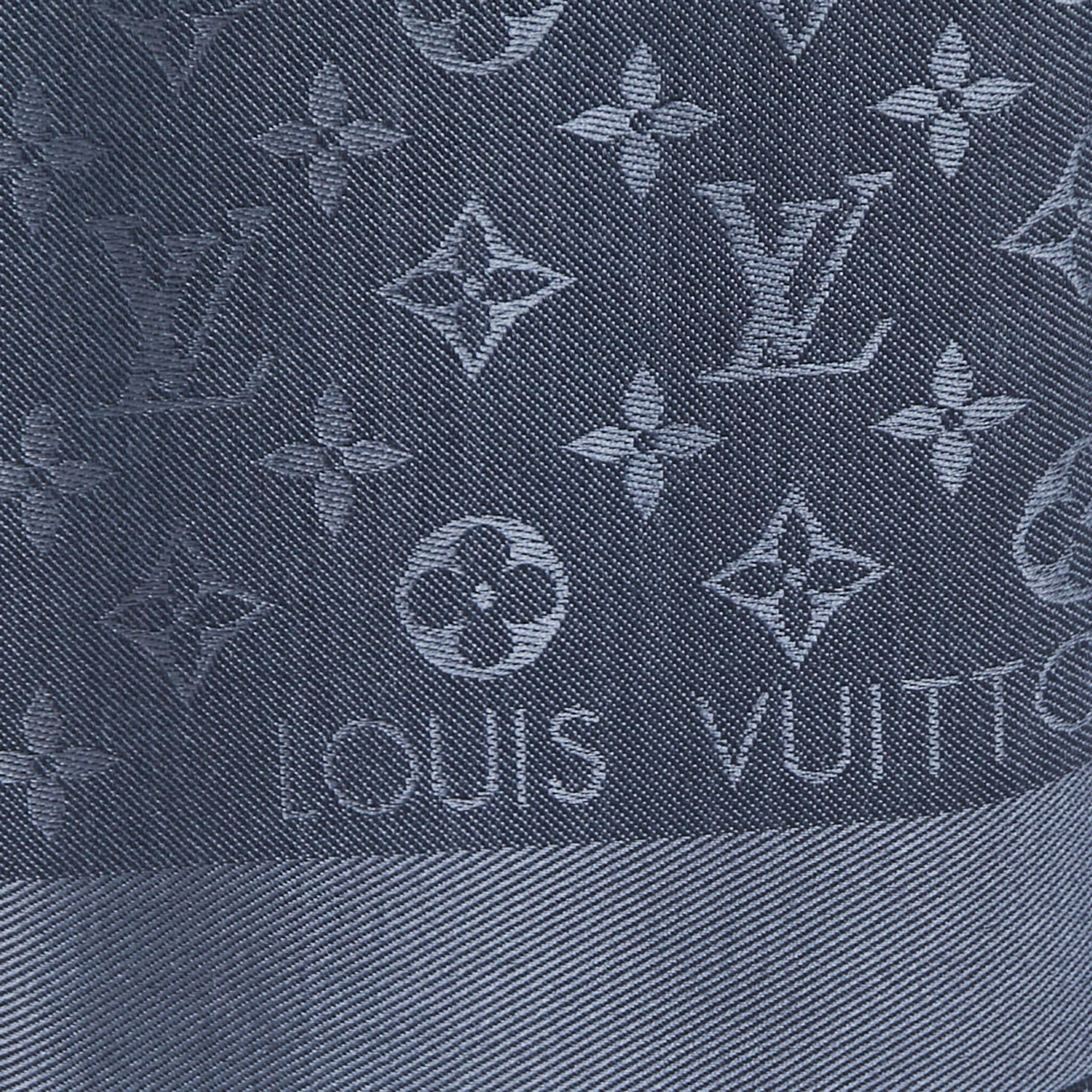

Louis Vuitton Carbone Silk & Wool Classique Monogram Shawl, Grey
