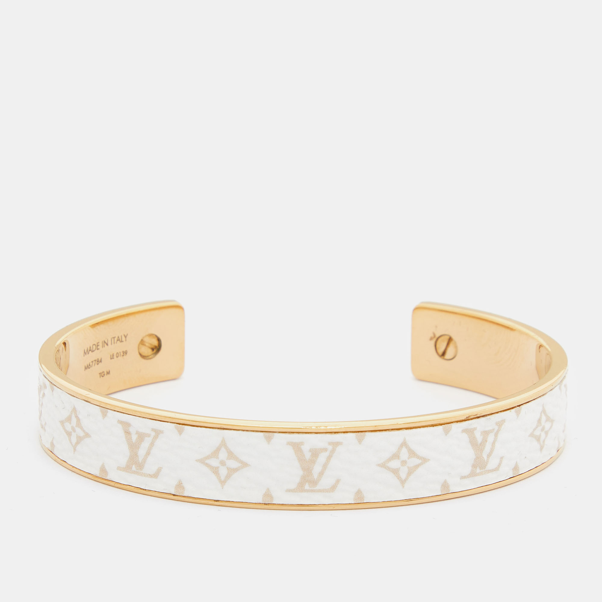 

Louis Vuitton Wild LV Canvas Monogram Gold Tone Cuff Bracelet