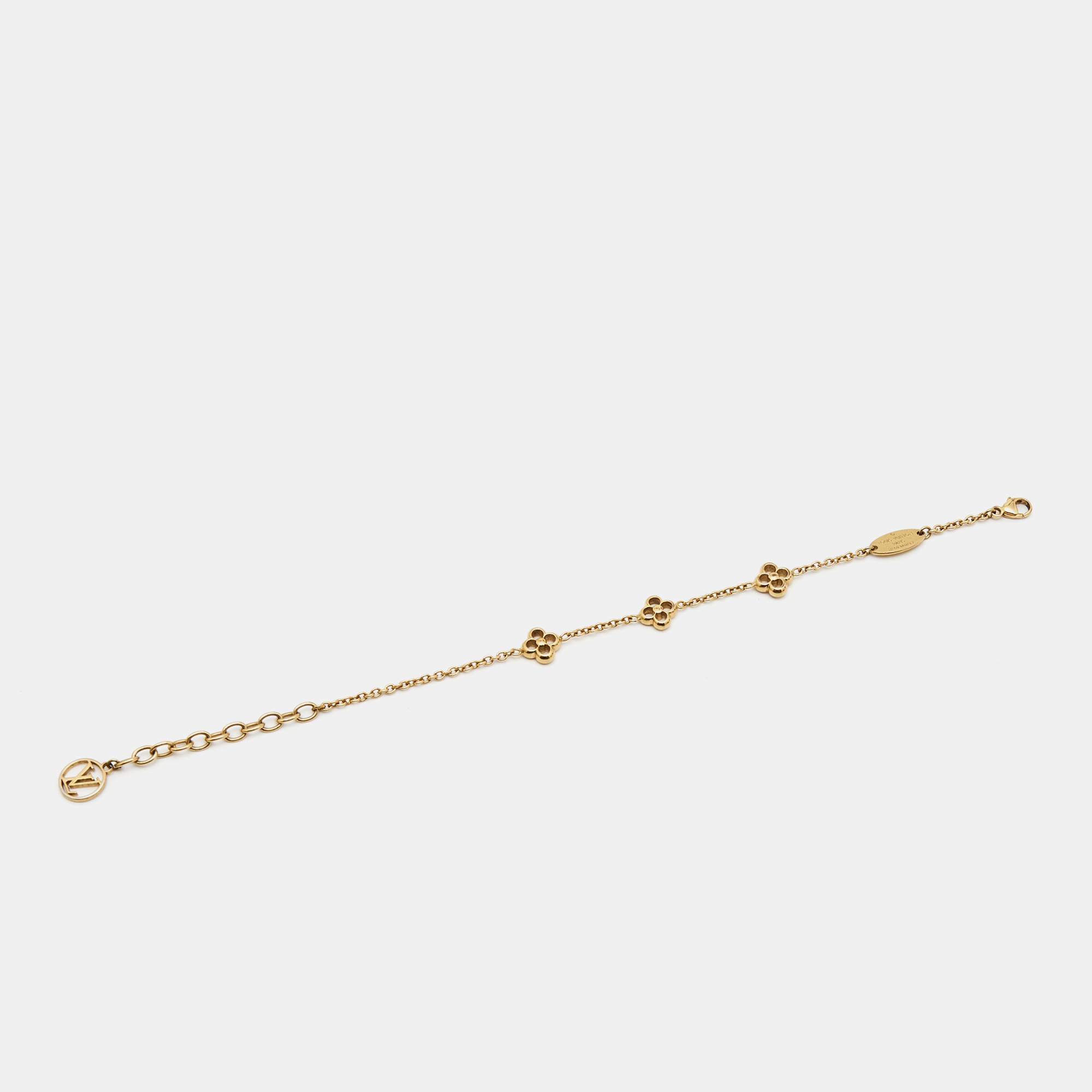 

Louis Vuitton Flower Motif Gold Tone Station Bracelet