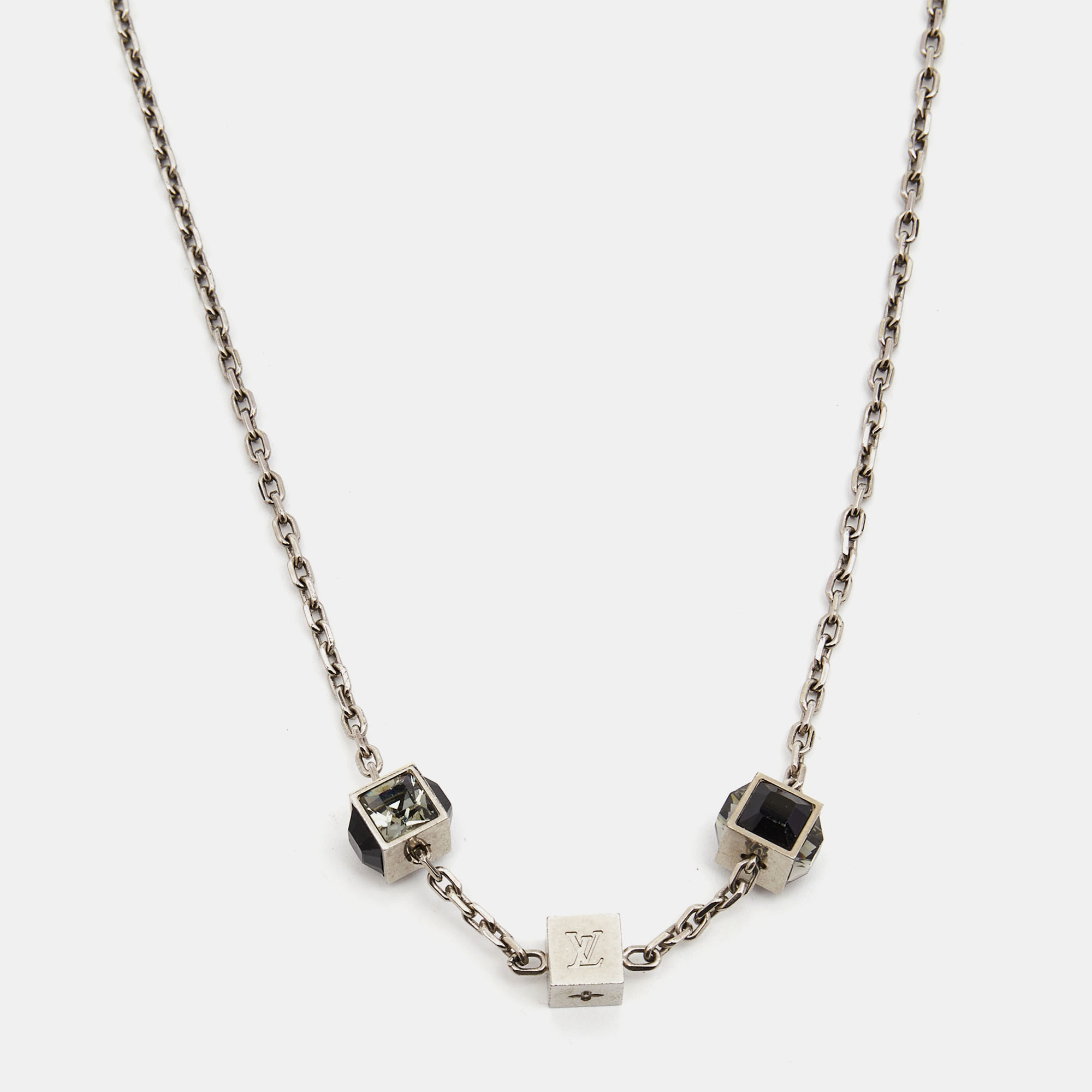 

Louis Vuitton Gamble Crystals SIlver Tone Necklace