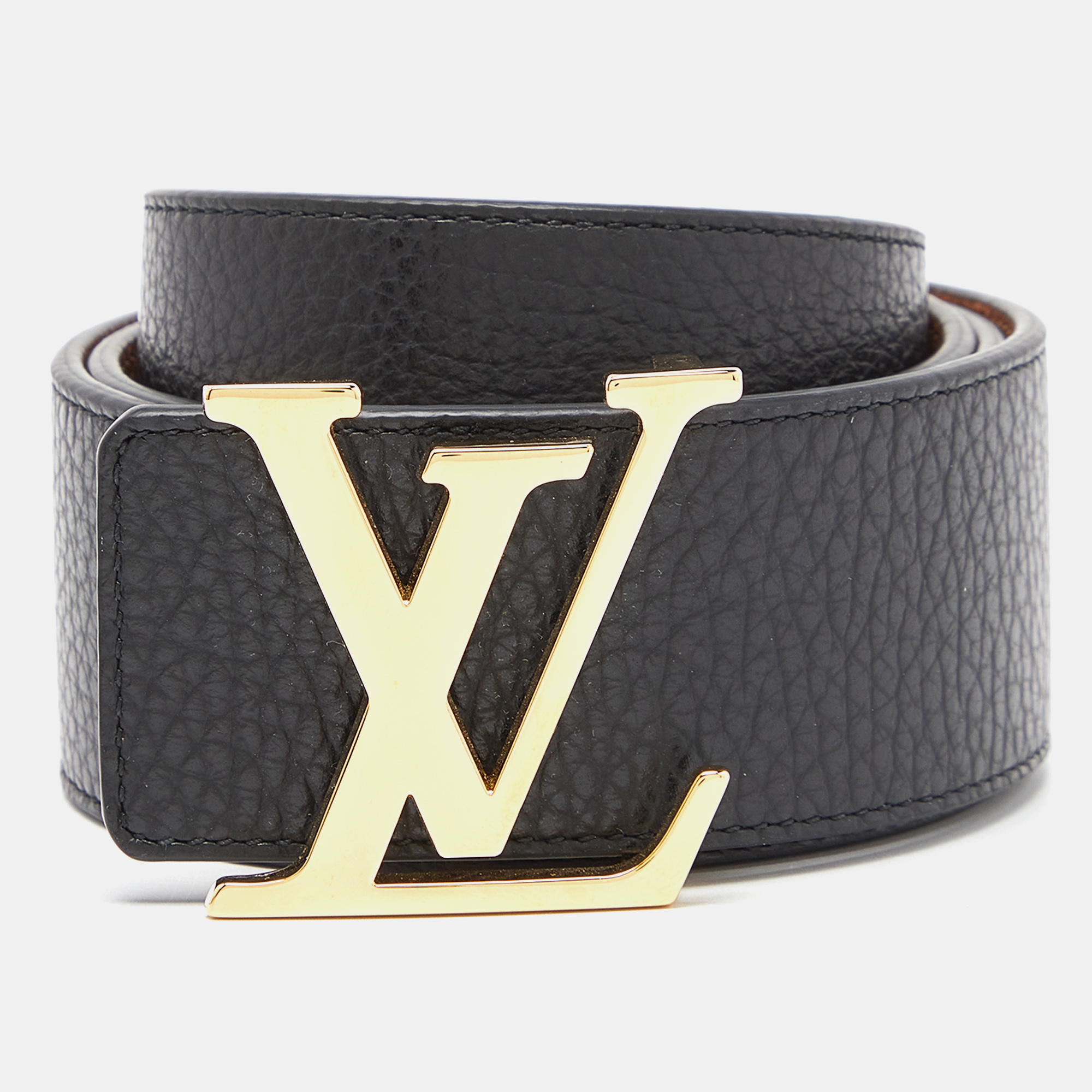 Louis Vuitton, Accessories, Gorgeous Louis Vuitton Perforated Black Leather  Belt Wgold Tone Buckle Size 85
